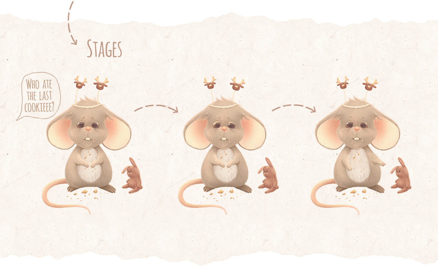 mouse mice animation  Christmas happy new year Character design  cute cartoon ChildrenIllustration childrenbook