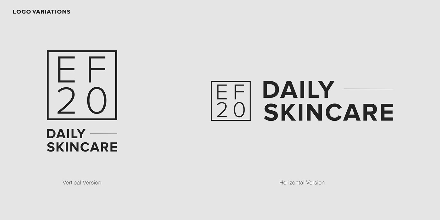 An overview of two logo variations designed for EF20, a skincare brand from Switzerland