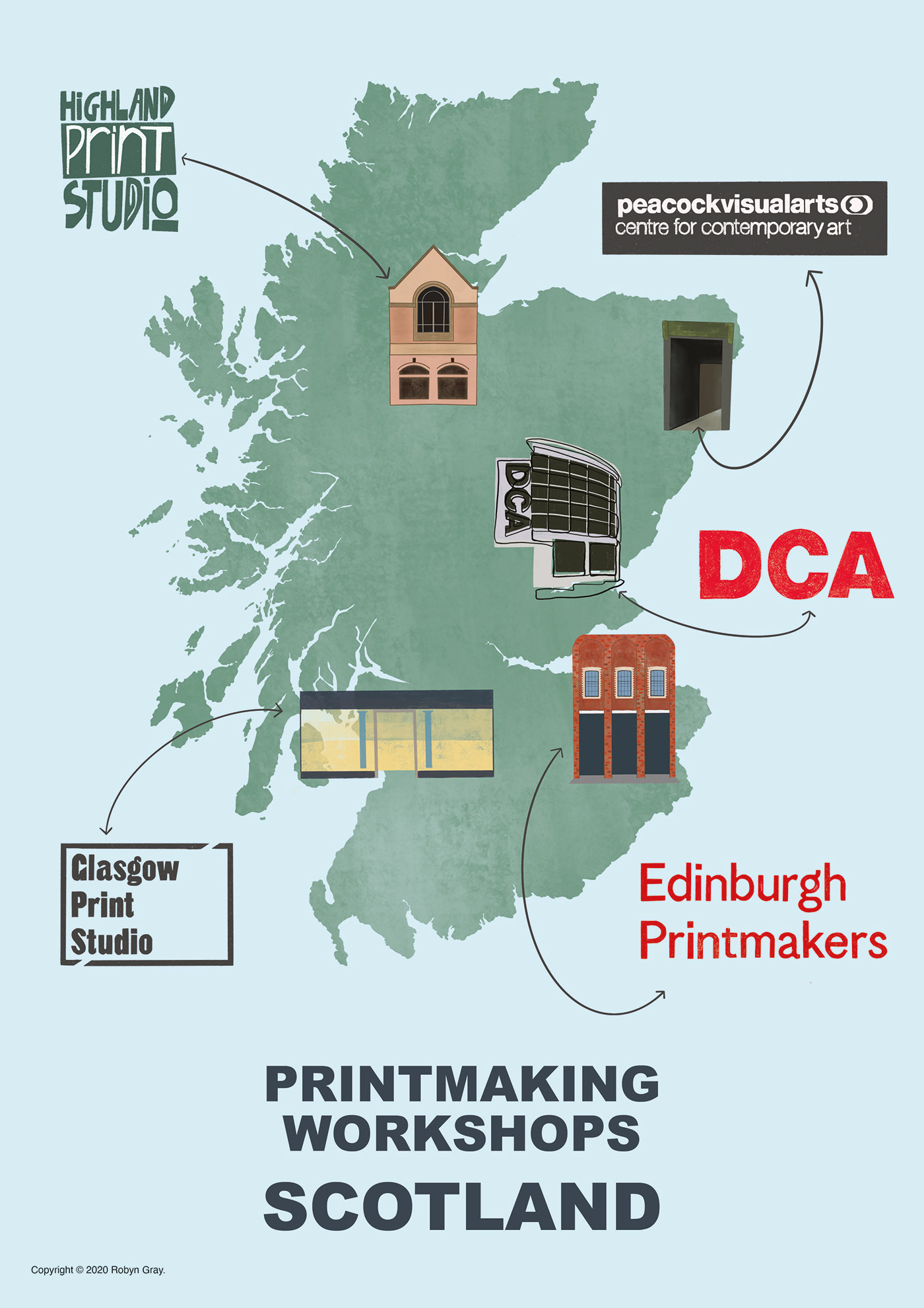 etching infographic lino print poster printmaking scotland screen printing