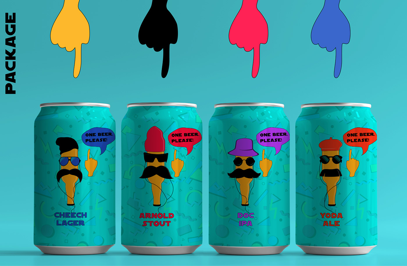 80s style beer can Beer Packaging Design craft beer memphis style MTV Style 80s bright colours cartoon ILLUSTRATION 