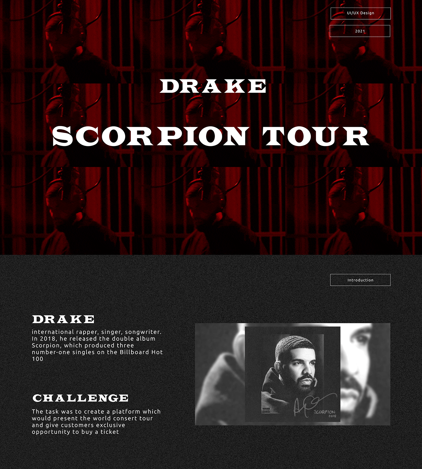 concept Concet tour Drake mucic   tickets UI/UX Design web-design Website