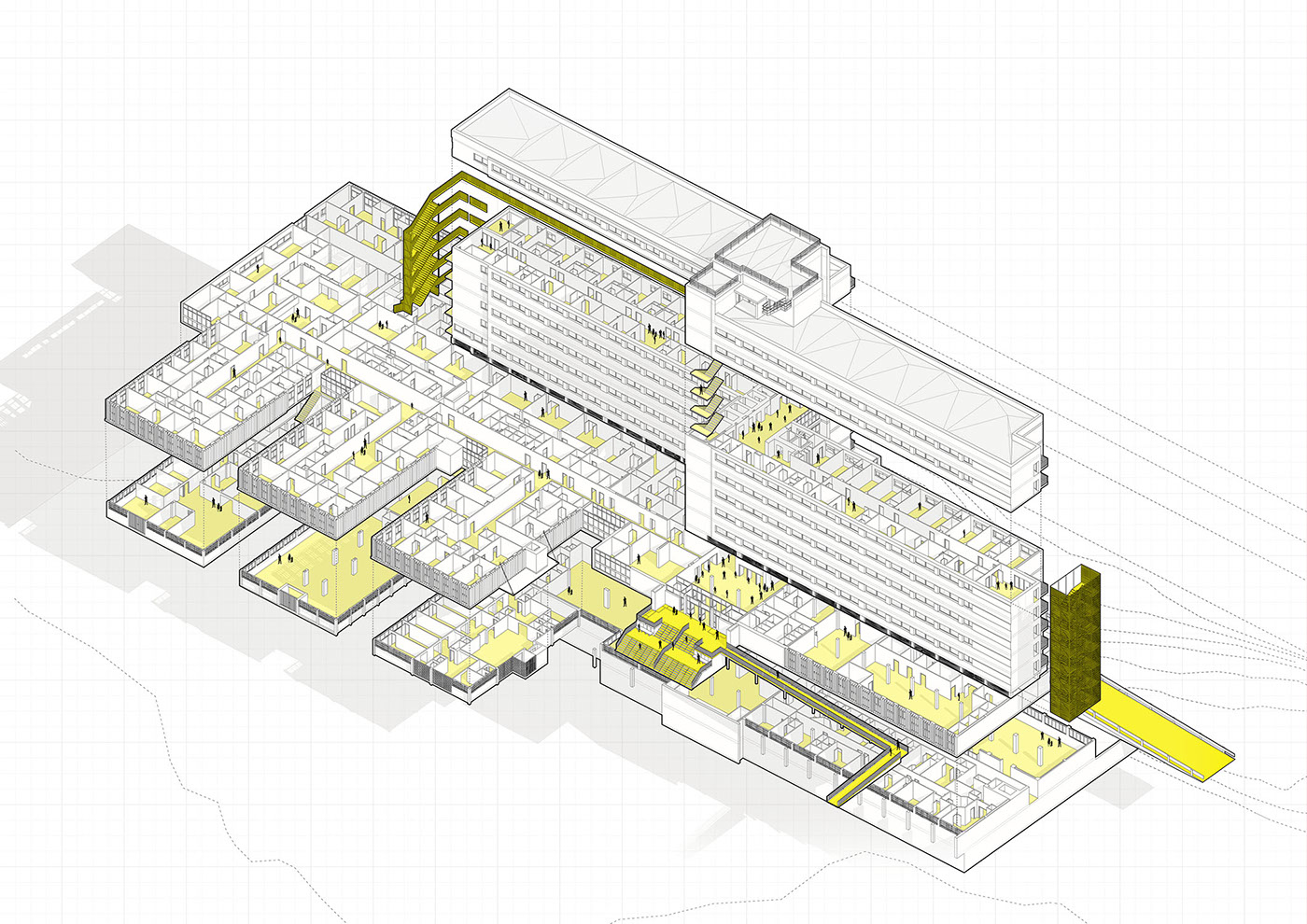 architecture arquitectura hospital Project axonometric Render visualization diagram huelva design