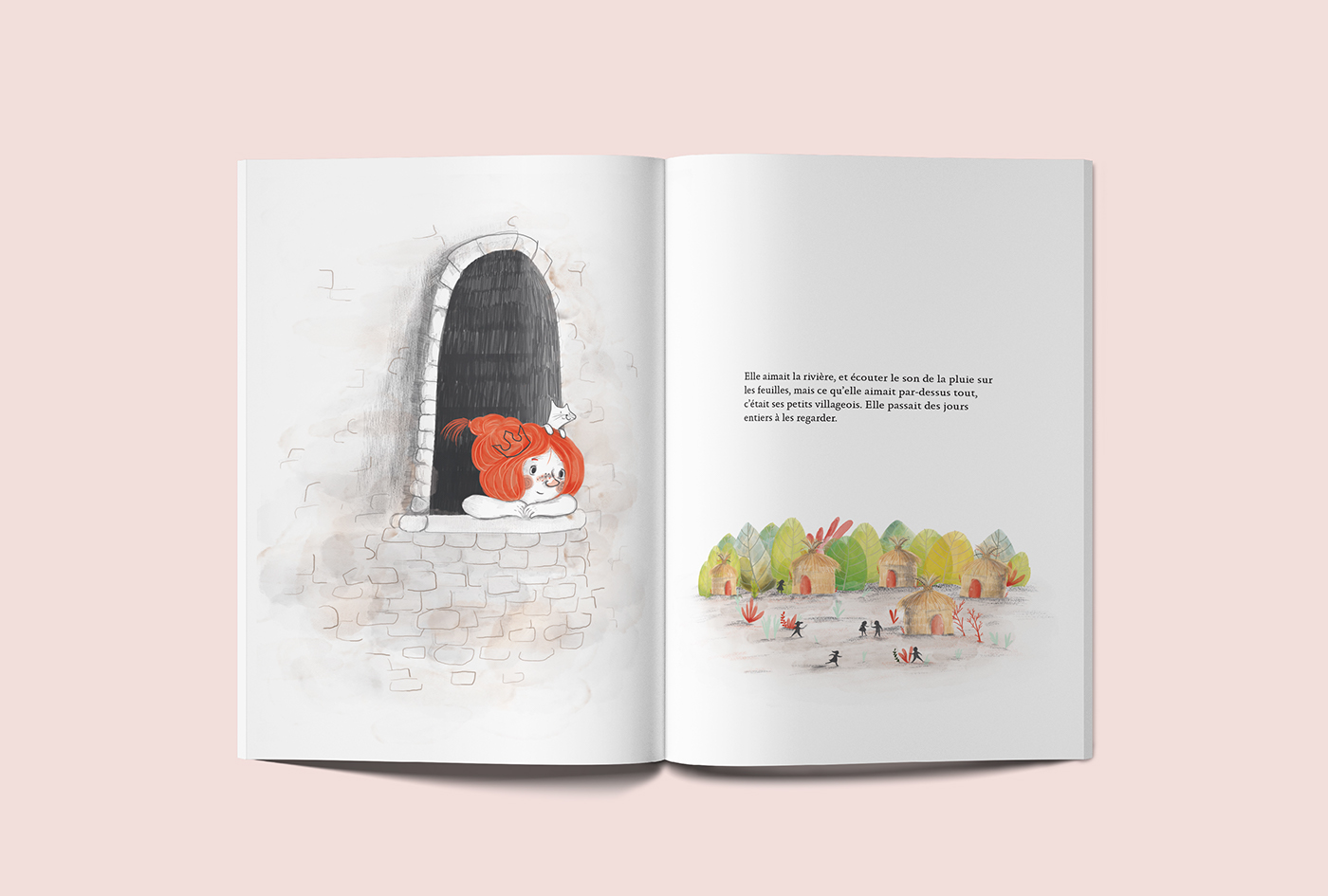 Cat forest watercolor children’s book little girl children’s illustration Little Queen childhood
