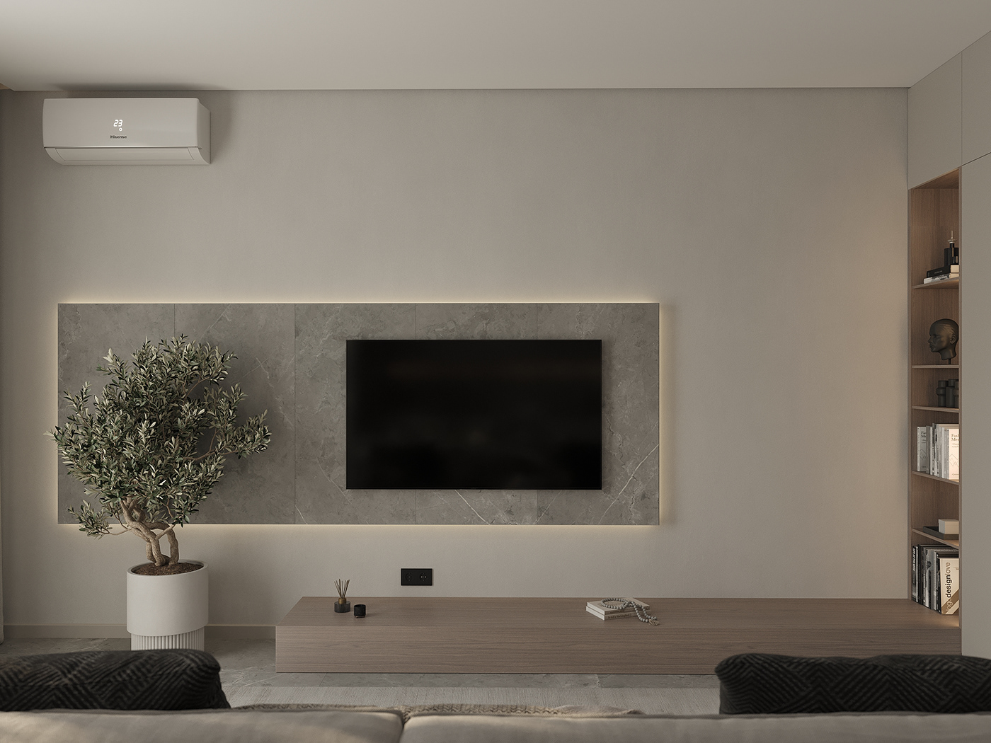 designinterior studio kitchen fireplace interior design  visualization small house design modern TVWALL