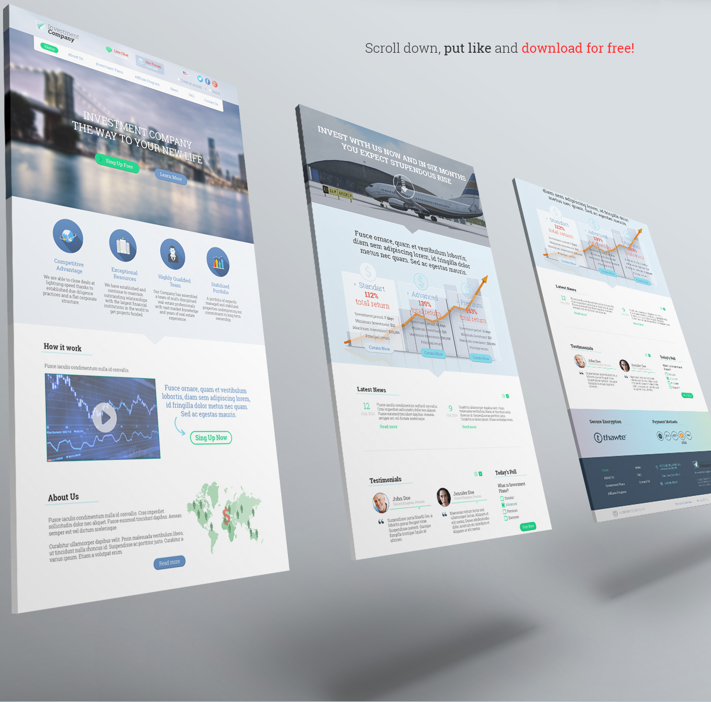 invest Investment free psd download landing page UI ux dicom technology free psd