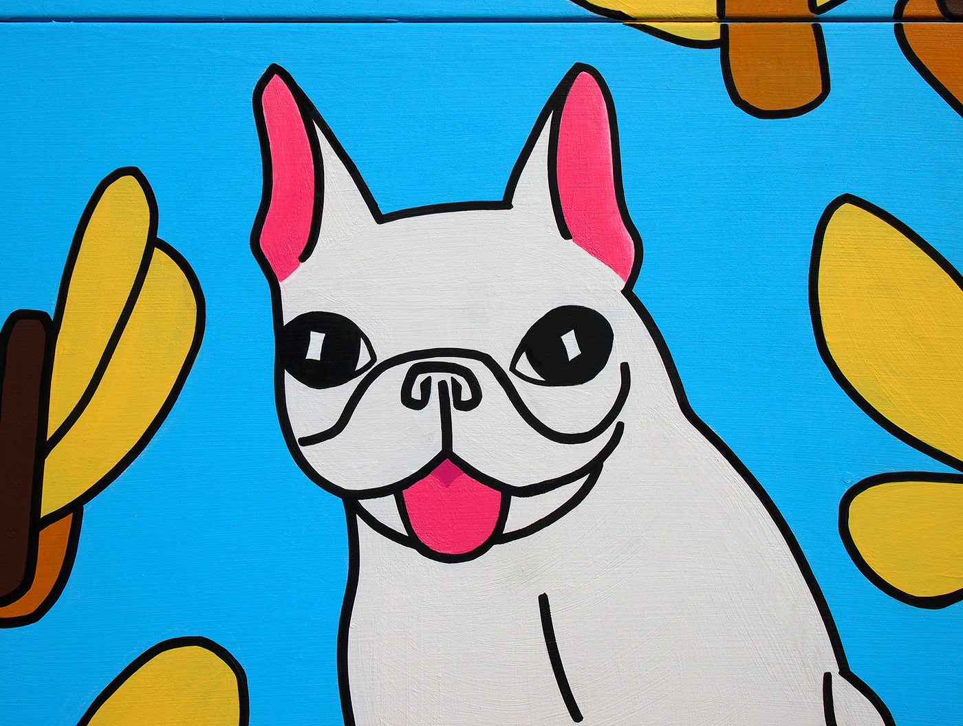 Character cartoon Pop Art art Mural concept design dog French Bulldog butterfly hotdog Memorial elina holley helsinki electricity box