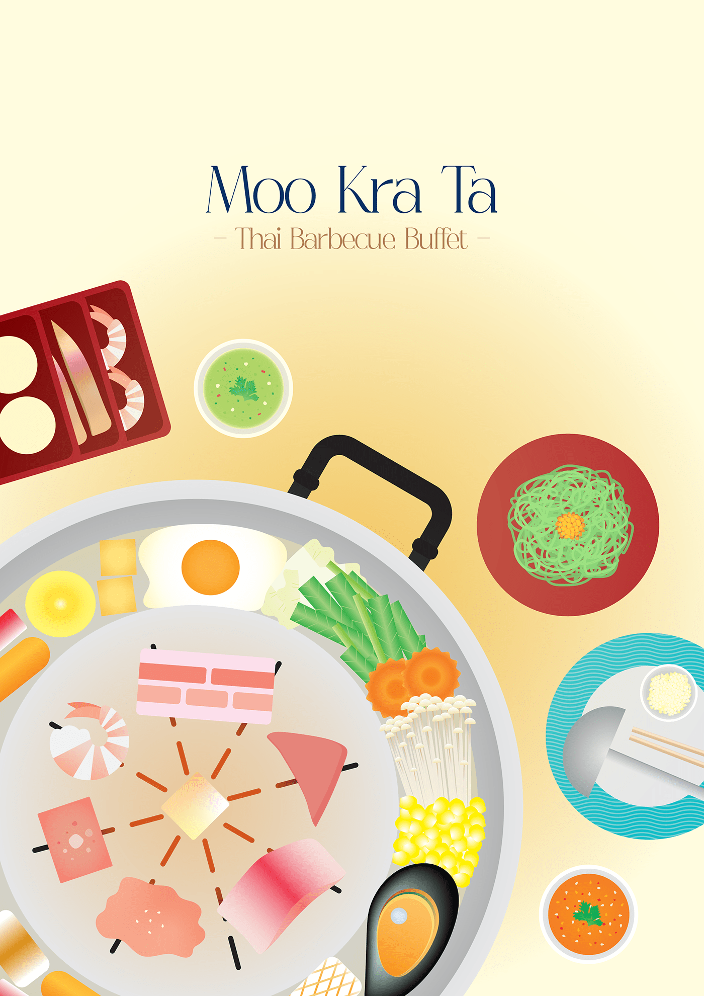 adobe illustrator Adobe Portfolio Digital Art  graphic design  ILLUSTRATION  Mookrata poster thai food Thailand