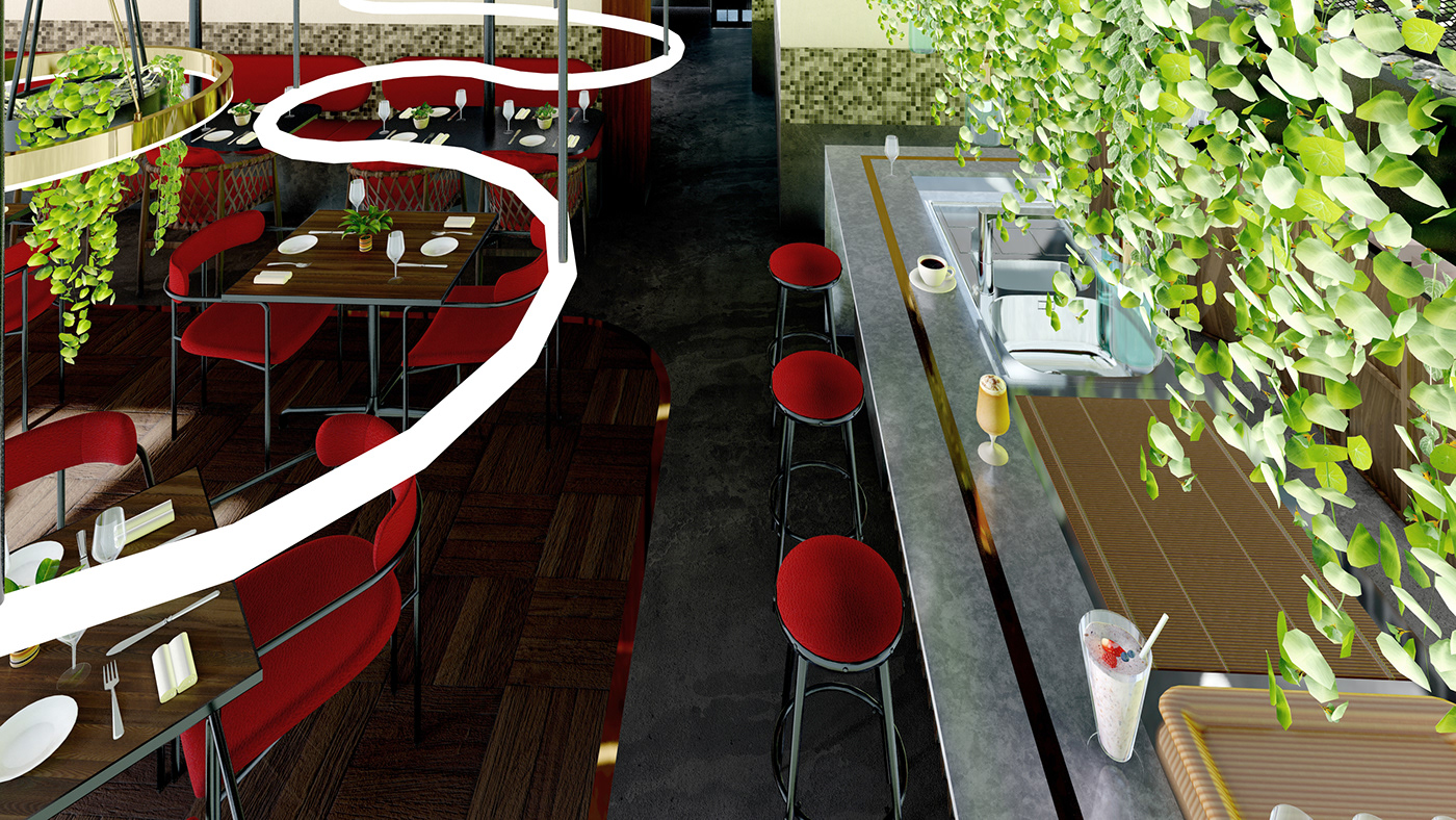 Bar Design restaurant design 3d Visualisation 3D Visualization Cafe design architectural design 3D Modelling detail design