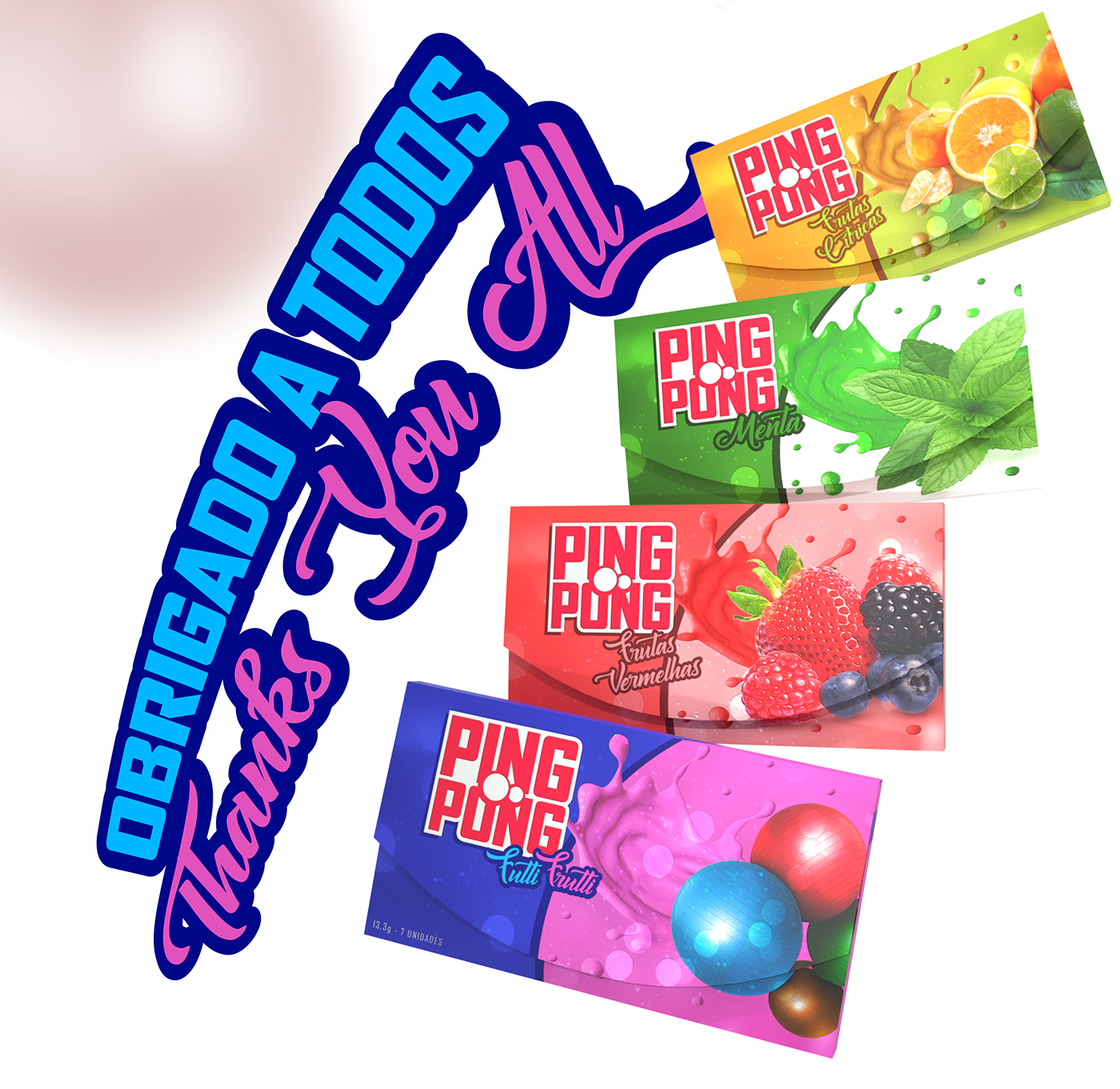 packing gum ping pong embalagem chiclete bubble gum bubble redesign branding  Mockup