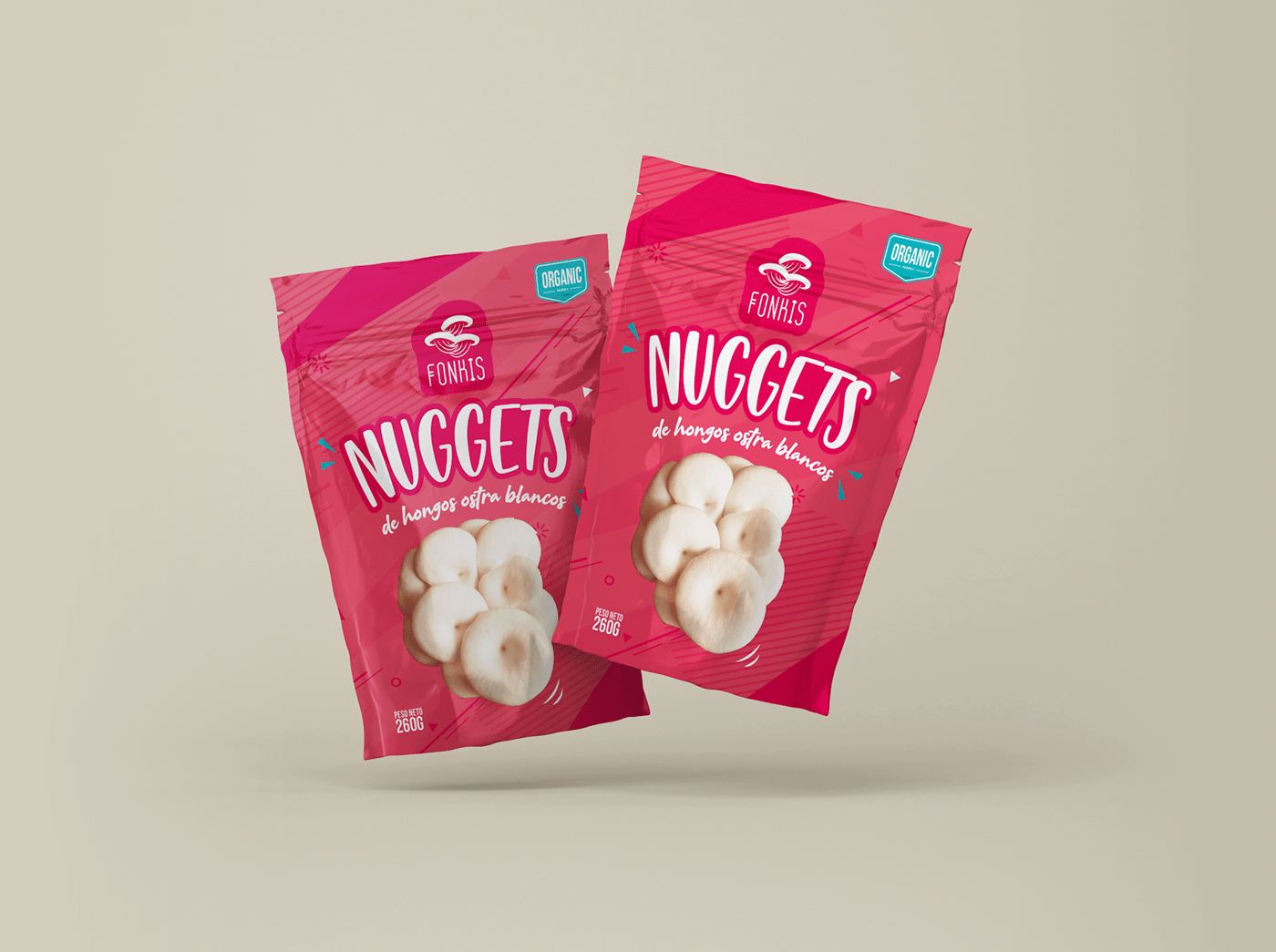 bag branding  fungus pakaging colorful Funk Nuggets pink snack