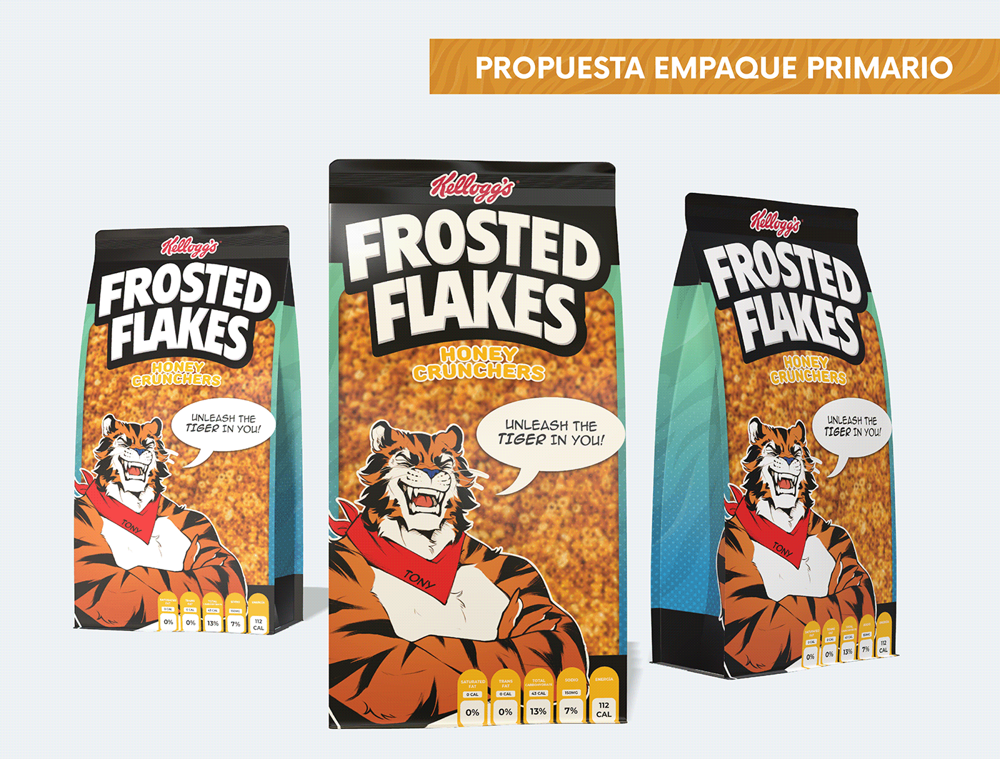 Frosted Flakes Zucaritas Kellogg's Cereal Packaging product design 