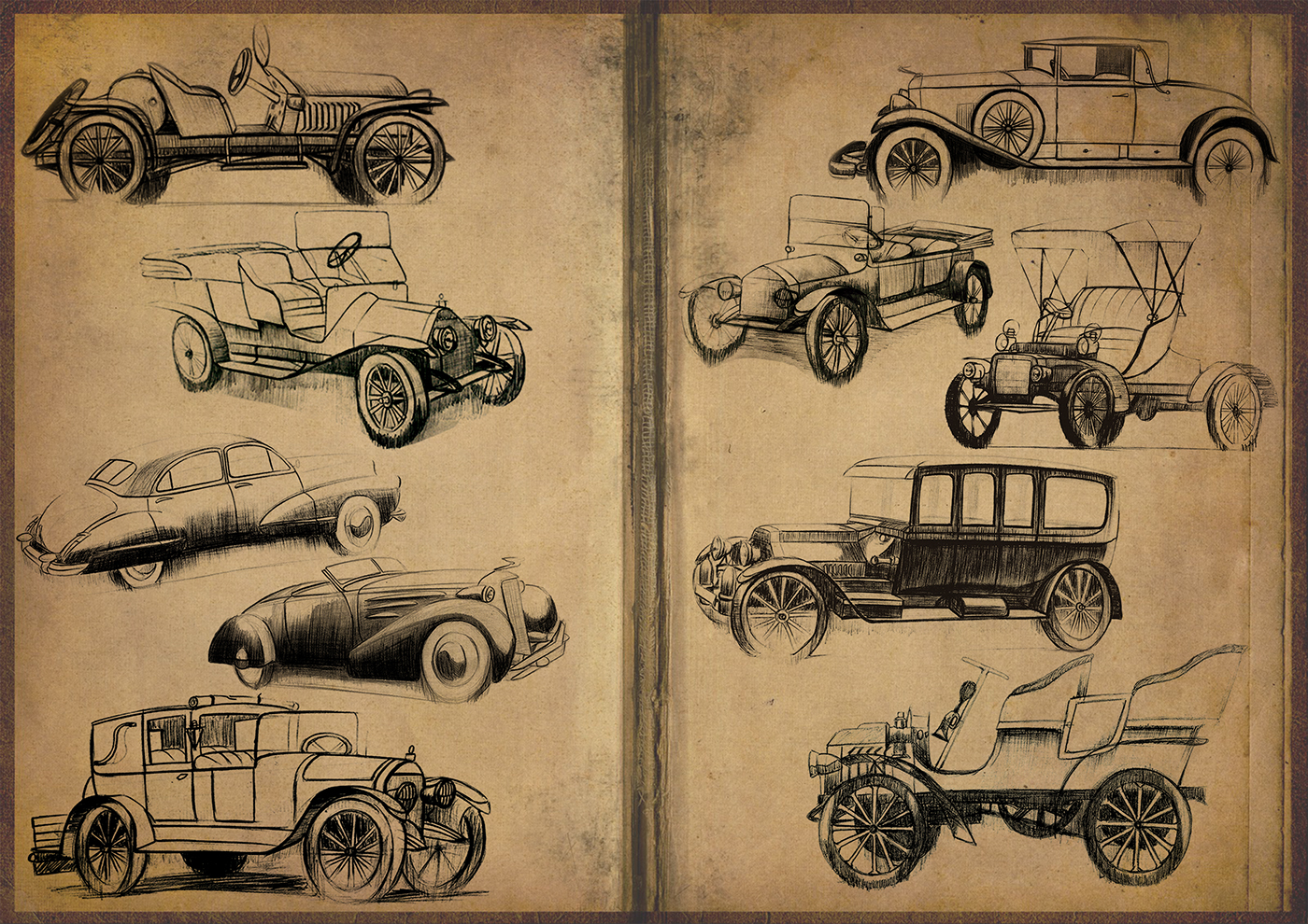 Classic Vintage Car Drawing Art - Drawing Skill