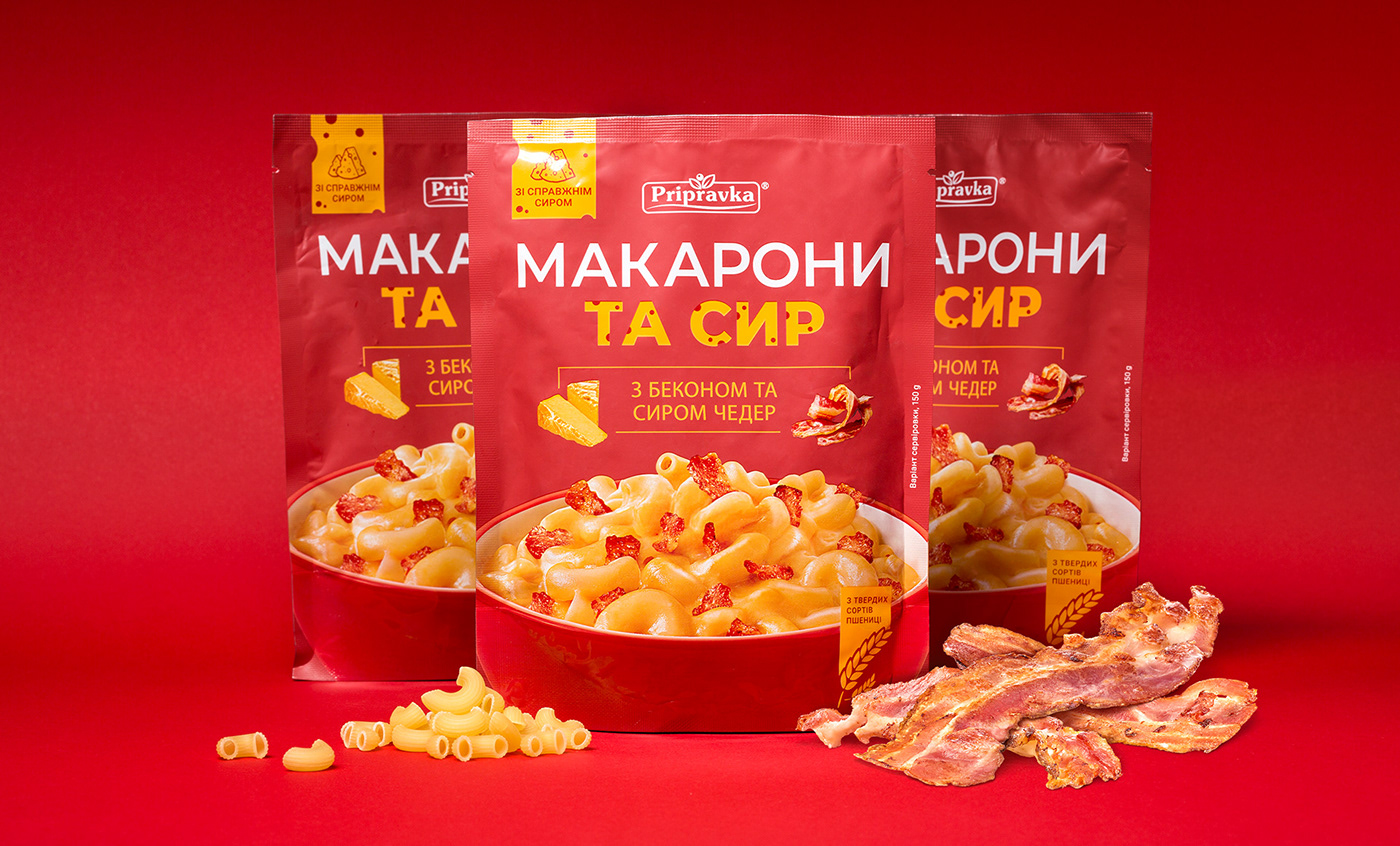 Packaging design graphic Food  macaroni Cheese minimal Vataga Pripravka color