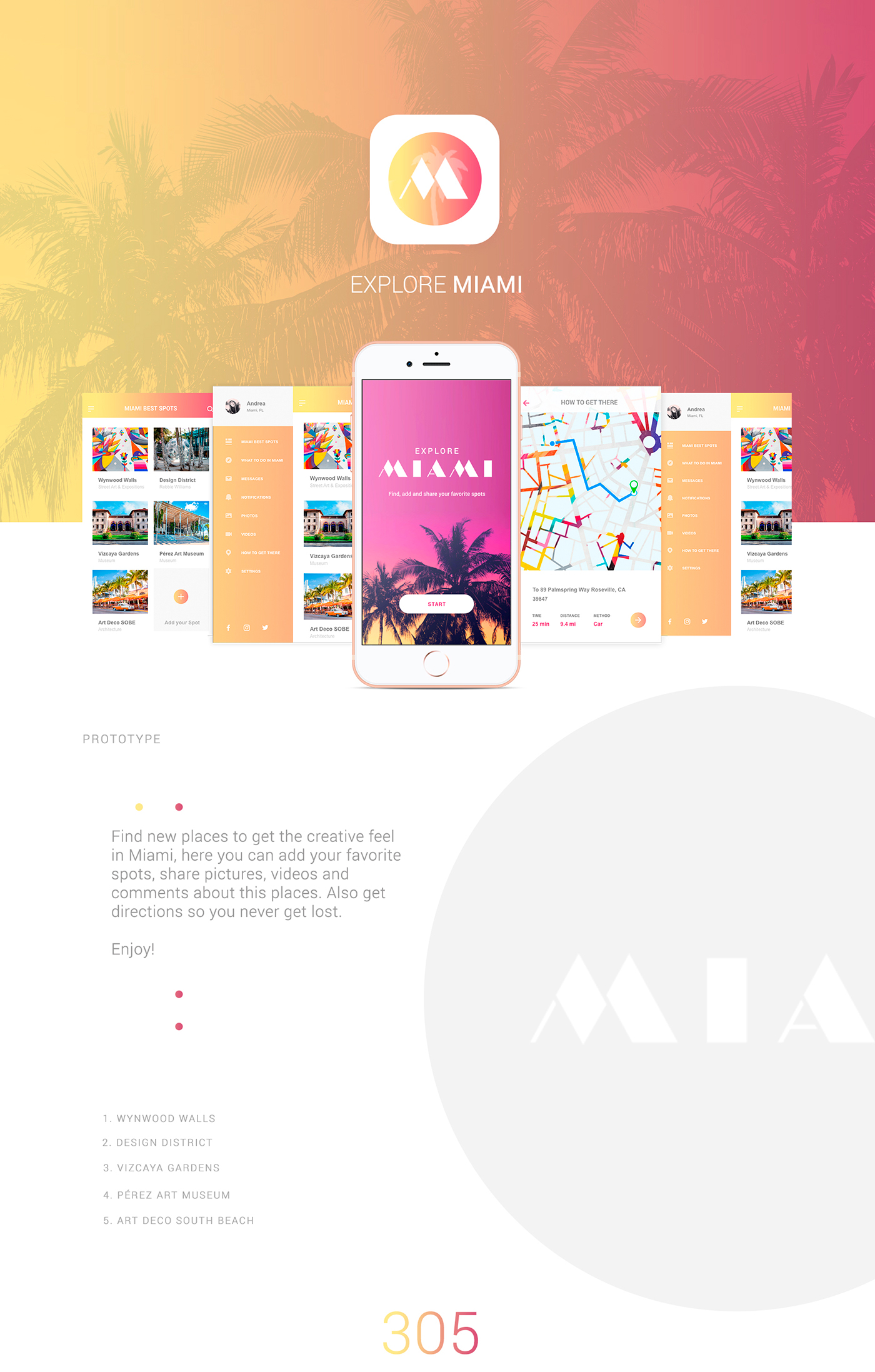 app design miami creative Adobe XD gradient animation  andmarquez interactive design iconcontestxd