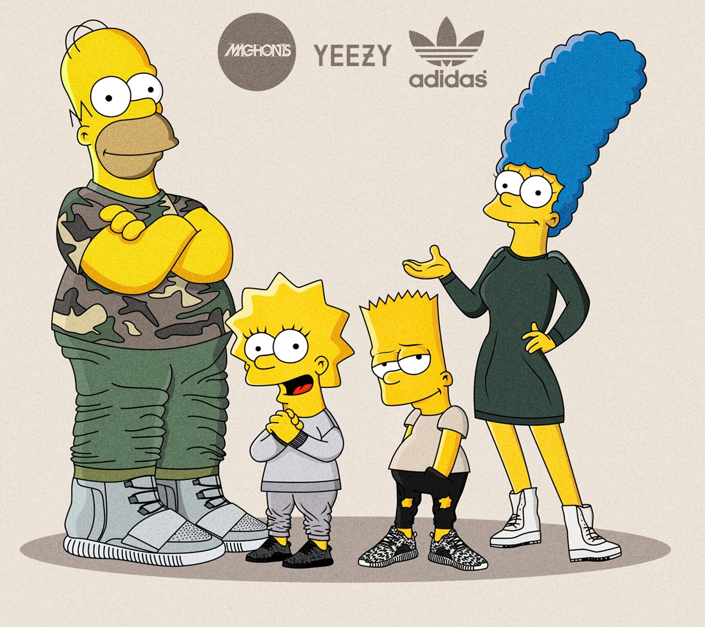 the simpsons simpsons Simpsonowie graphic design cartoon illustrations yeezy Yeezus yeezy boost Kanye West adidas Fashion Killa Simpsonized by Machonis