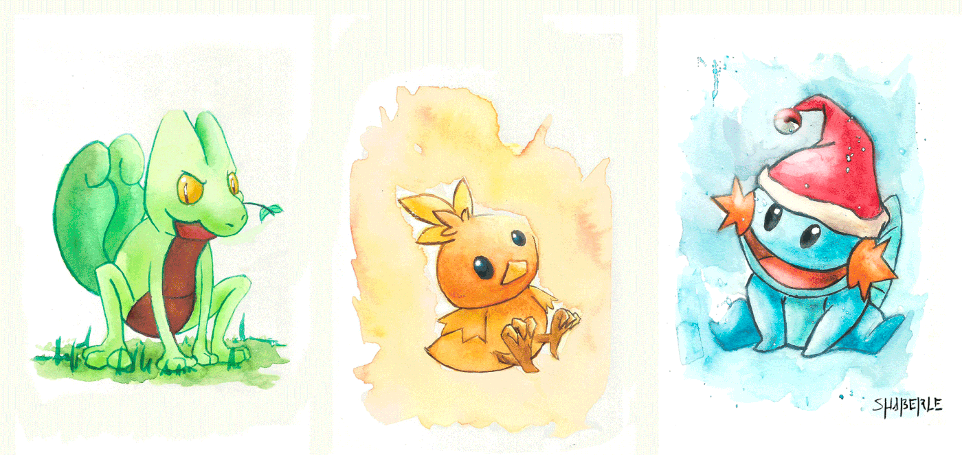 Pokemon Nintendo pikachu Charmander game watercolor aquarela pintura fanart traditional