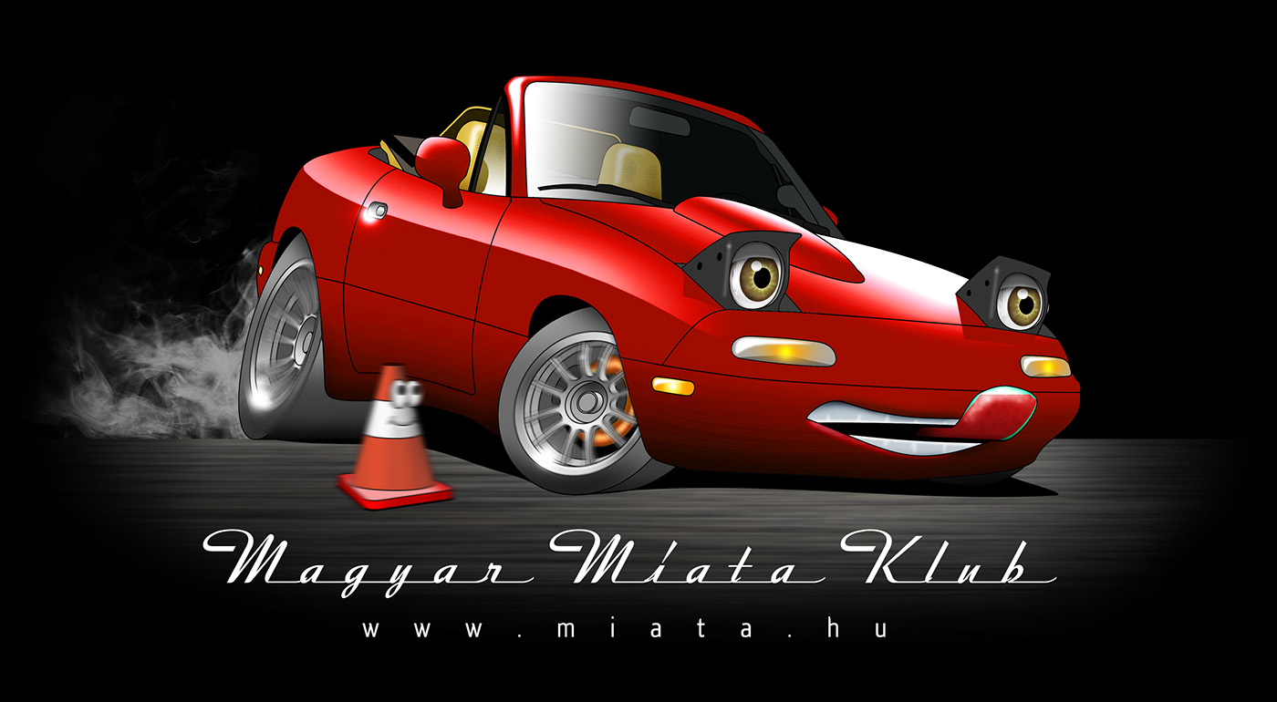 car,mazda,Miata,mx-5,cartoon,club,cute,drift,smoke,t-shirt,Цифровое искусст...