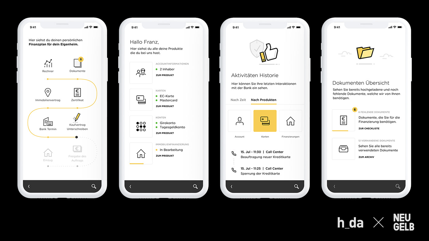 Digital System Design Future Banking Experience Transparente Prozesse human system interaction future banking Neugelb h_da fbg commerzbank Digitalisierung