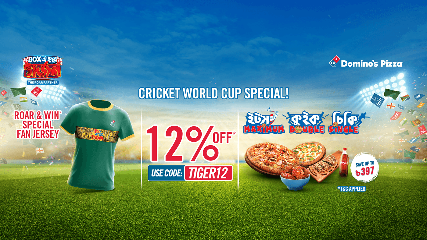 360 campaign 3D CGI campaign icc world cup Food  Packaging Pizza Box Design Creative Campaign dominos pizza