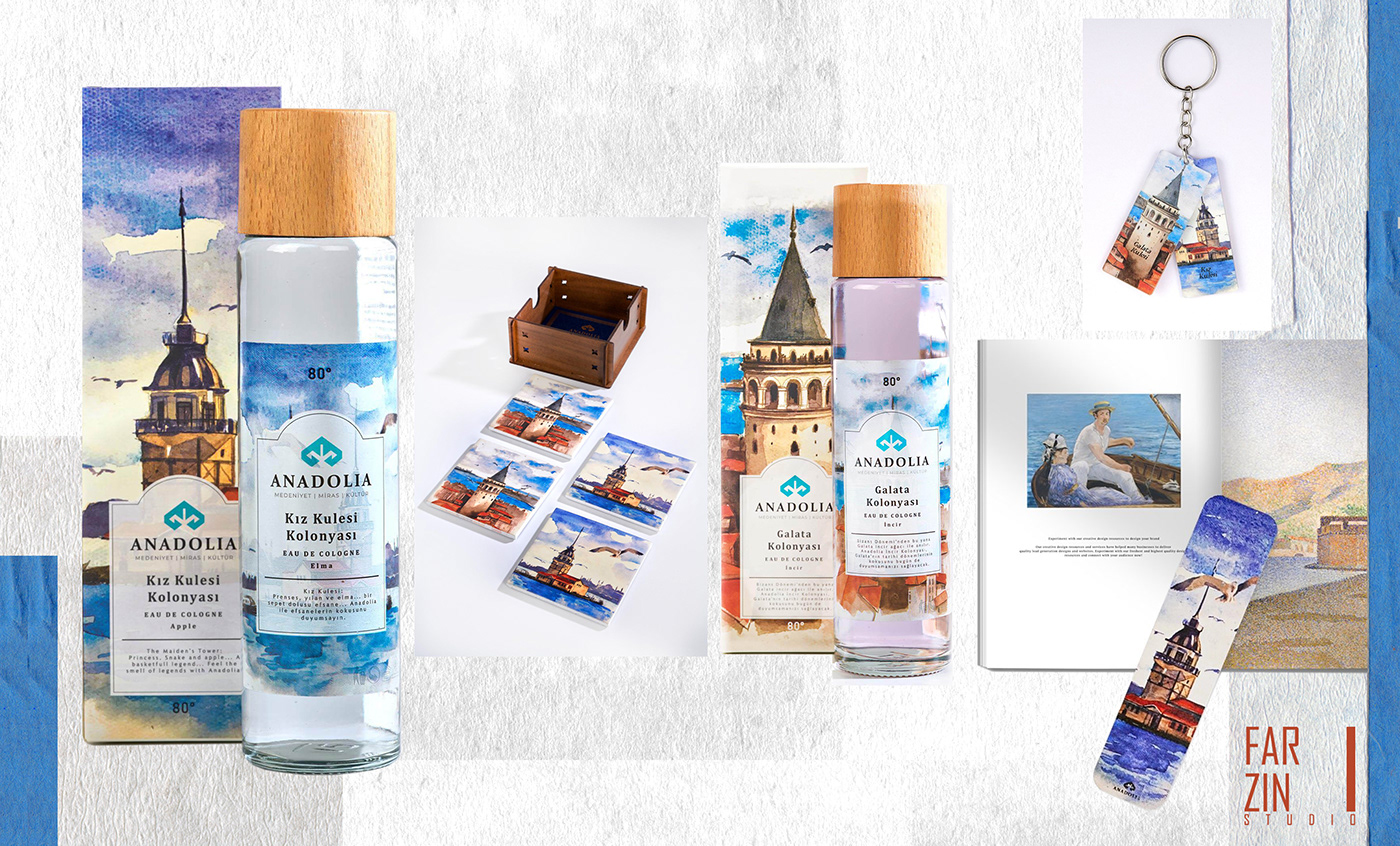 ILLUSTRATION  istanbul galata kız kulesi painting   watercolor Digital Art  product illustration Packaging graphic design 