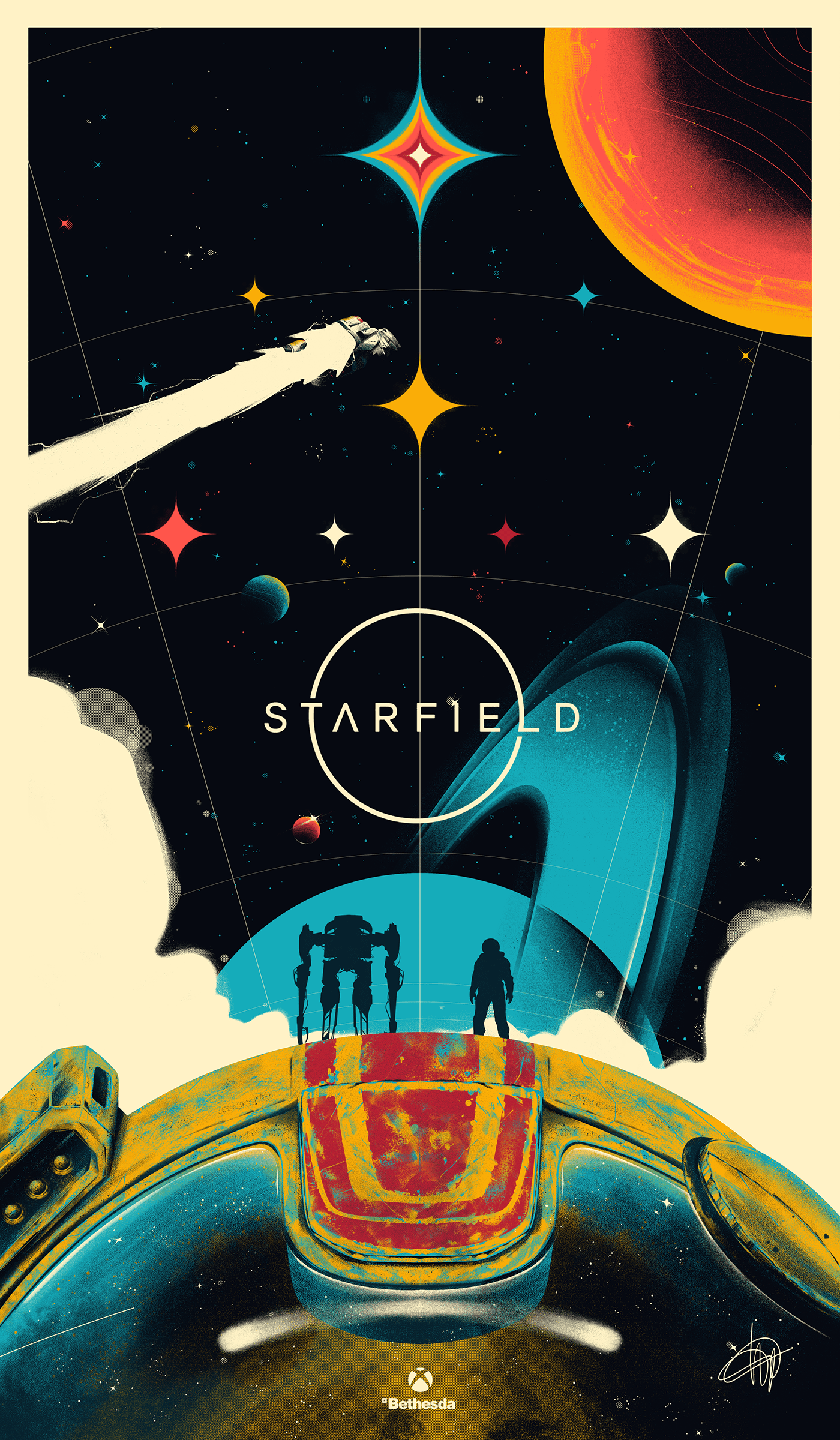 Space  poster ILLUSTRATION  direction artistique illustration design artwork Digital Art  painting   Starfierld
