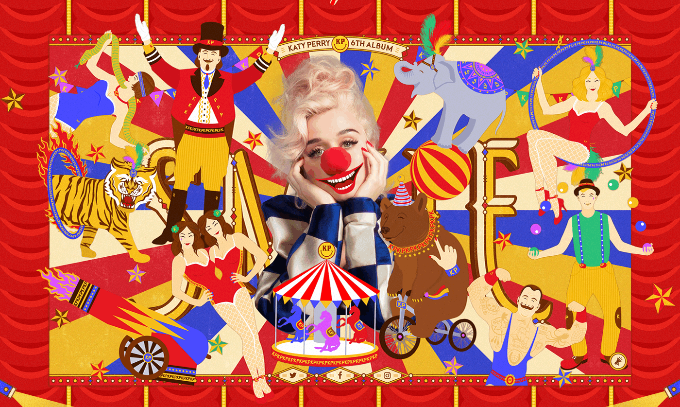 Circus interactive katyperry music playlist Promotion smile UI ux Webdesign