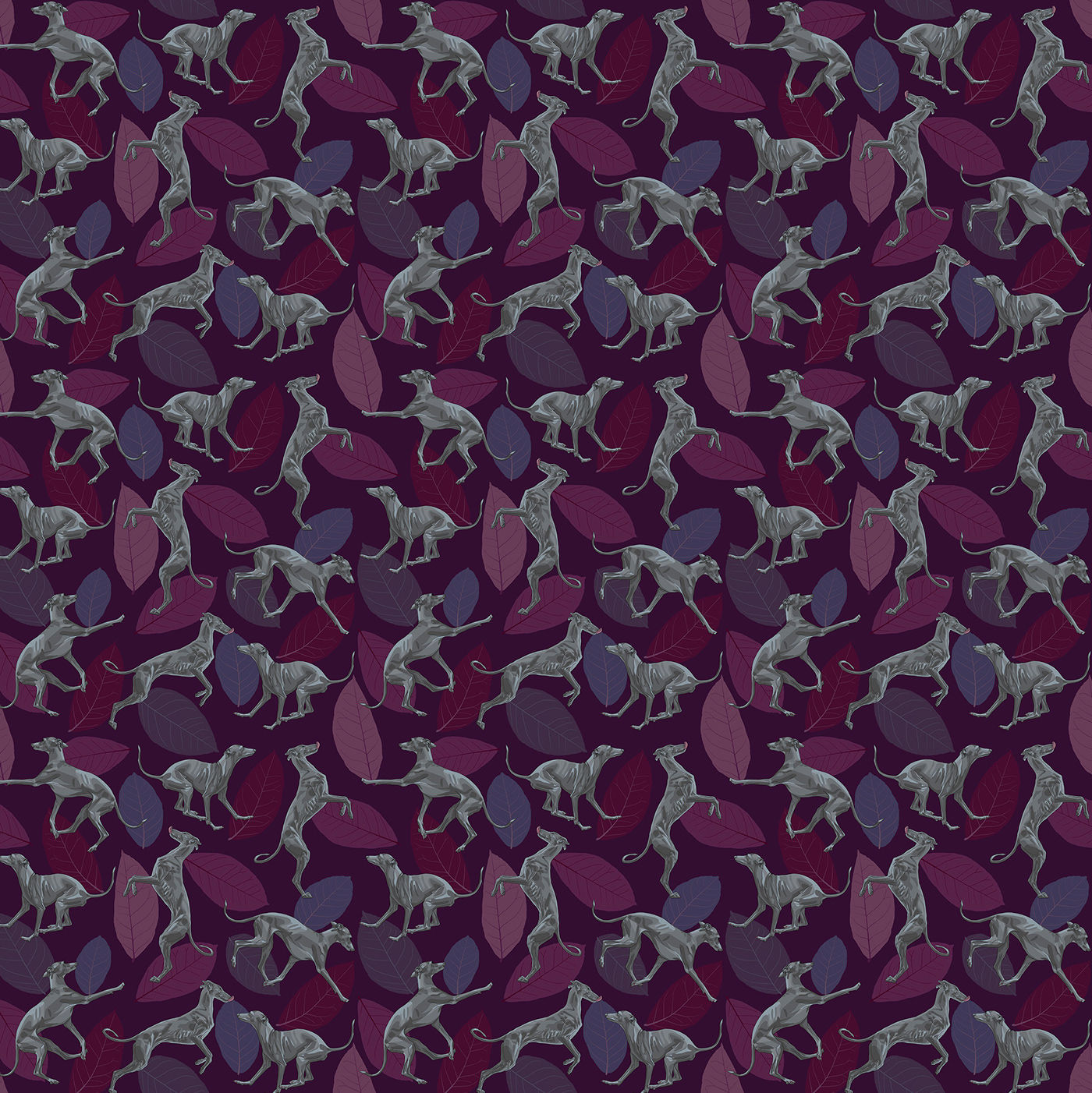 seamless pattern greyhound pattern leaf composition diamond element abstract composition blue green purple