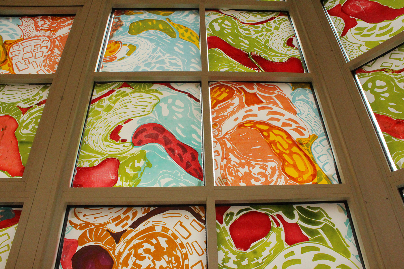 silk screen pattern color colour organic mylar Window Interior design