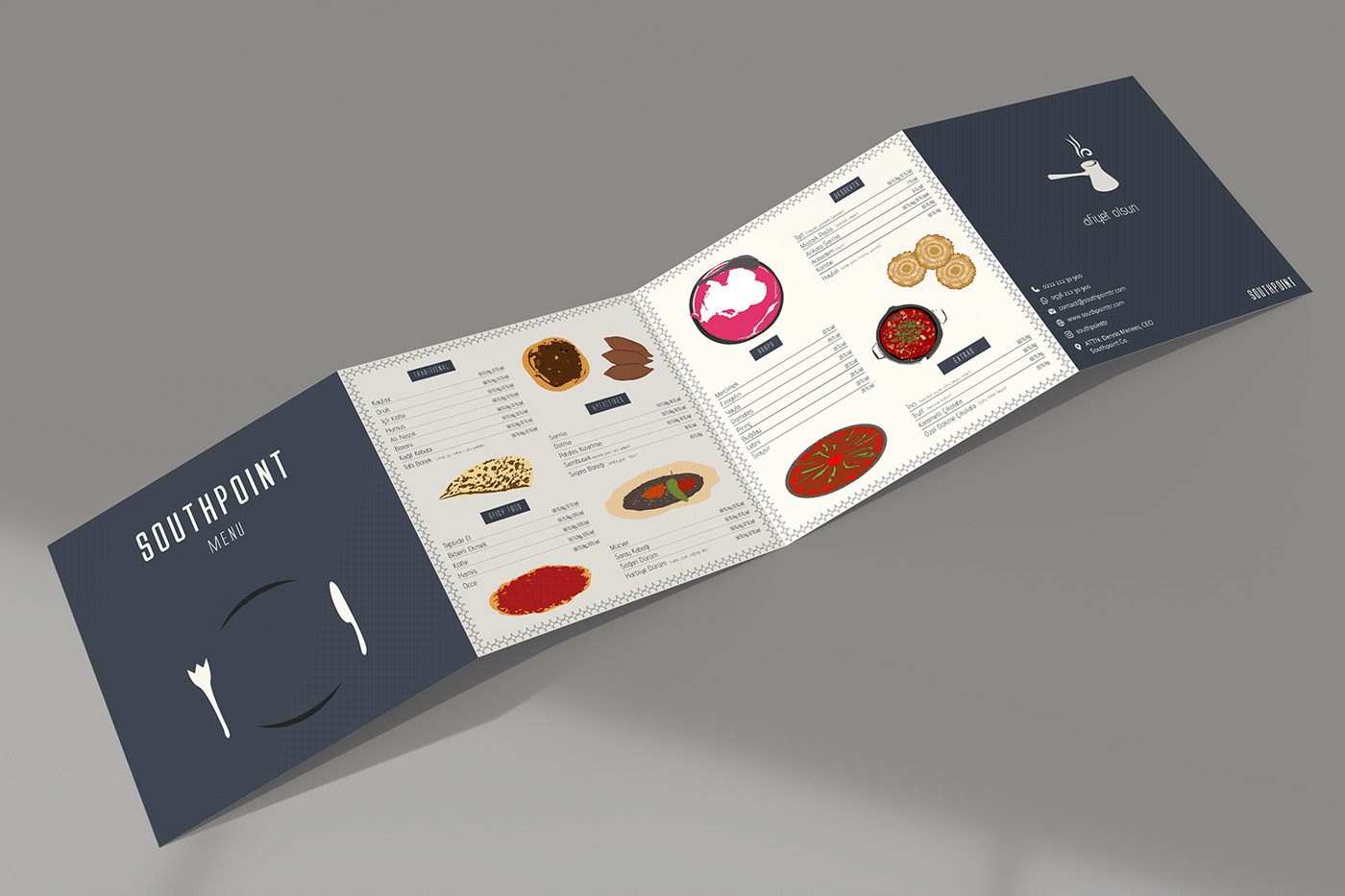 antakya brochure Food  ILLUSTRATION  menu menu design quad quad fold restaurant studiorekk