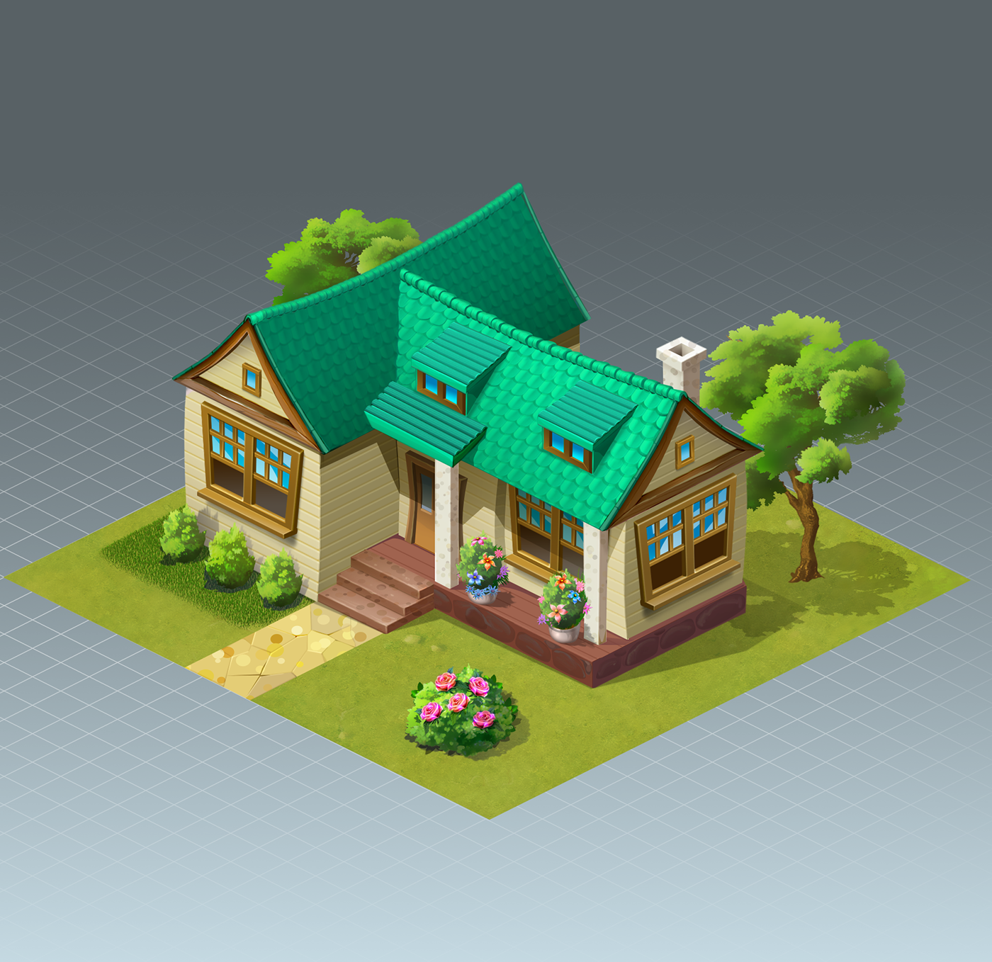 american house assets Game Art building isometry concept art Visual developmen cartoon casual game mobile game