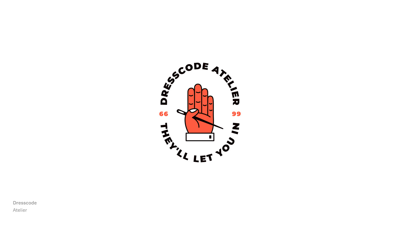 design minimal brand human graphic atelier needle dress code vector red creative hand логотип лого a