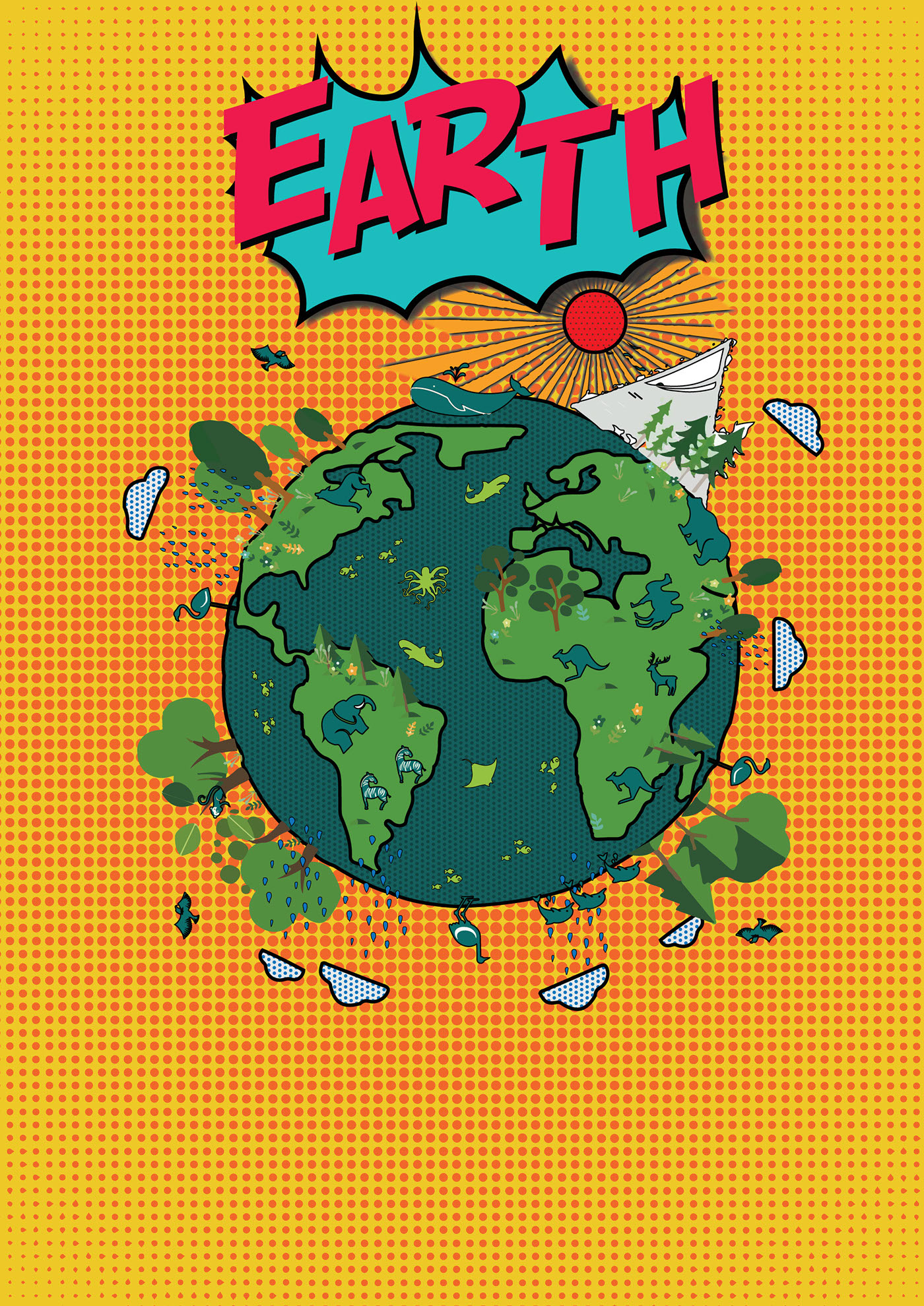 earth Illustrator interaction poster design pop art popart Warning