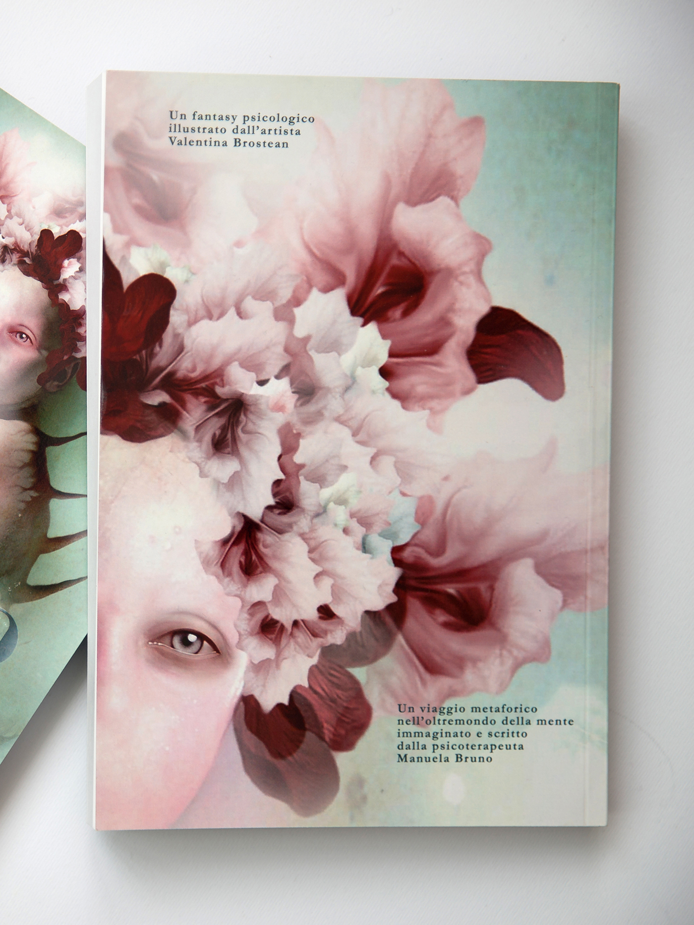 surrealism book cover novel fantasy libro romanzo design child Flowers pastel blue White light water