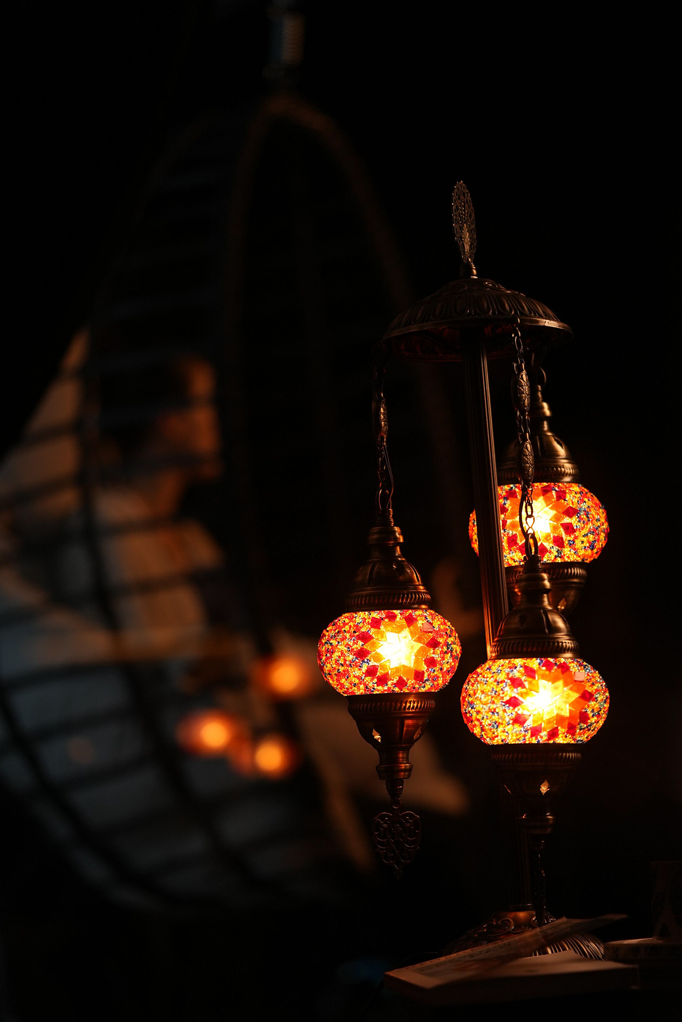 Image may contain: lantern, lamp and christmas tree