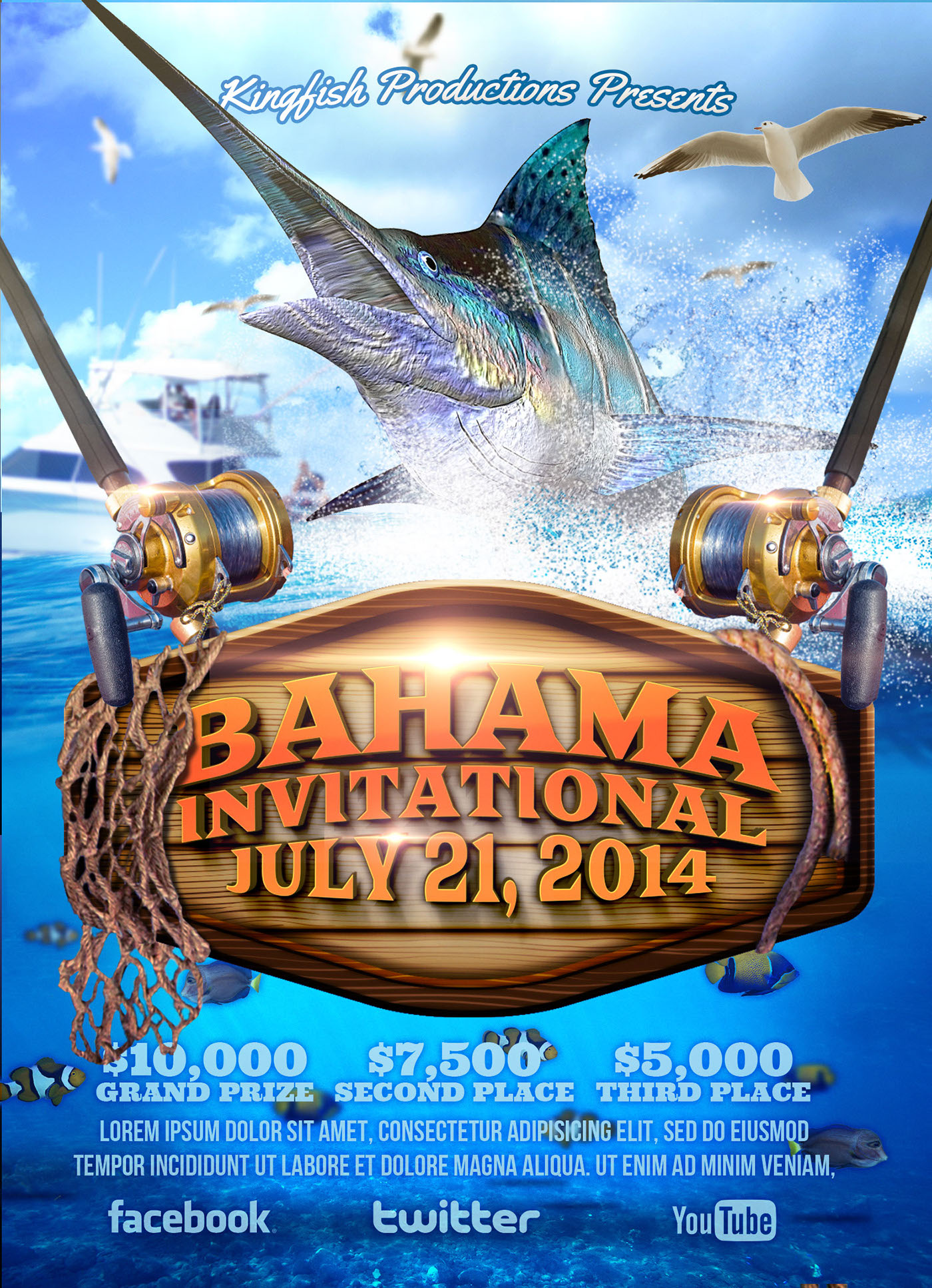 Fishing Tournament Flyer Template http://goo.gl/g21xmSQ on Behance Throughout Fishing Tournament Flyer Template