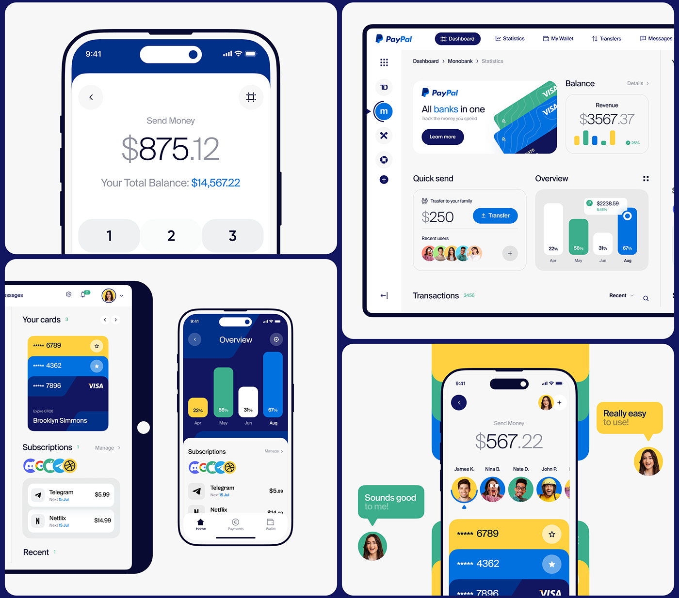 3D Fintech paypal banking finance Mobile app Website UI/UX user interface fintech app