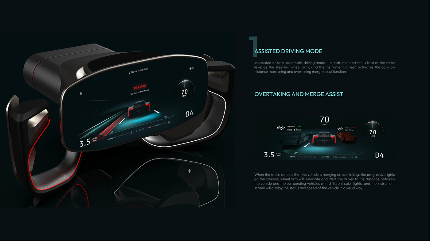 Interface UI/UX UX design steering wheel Vehicle interior design  interactive