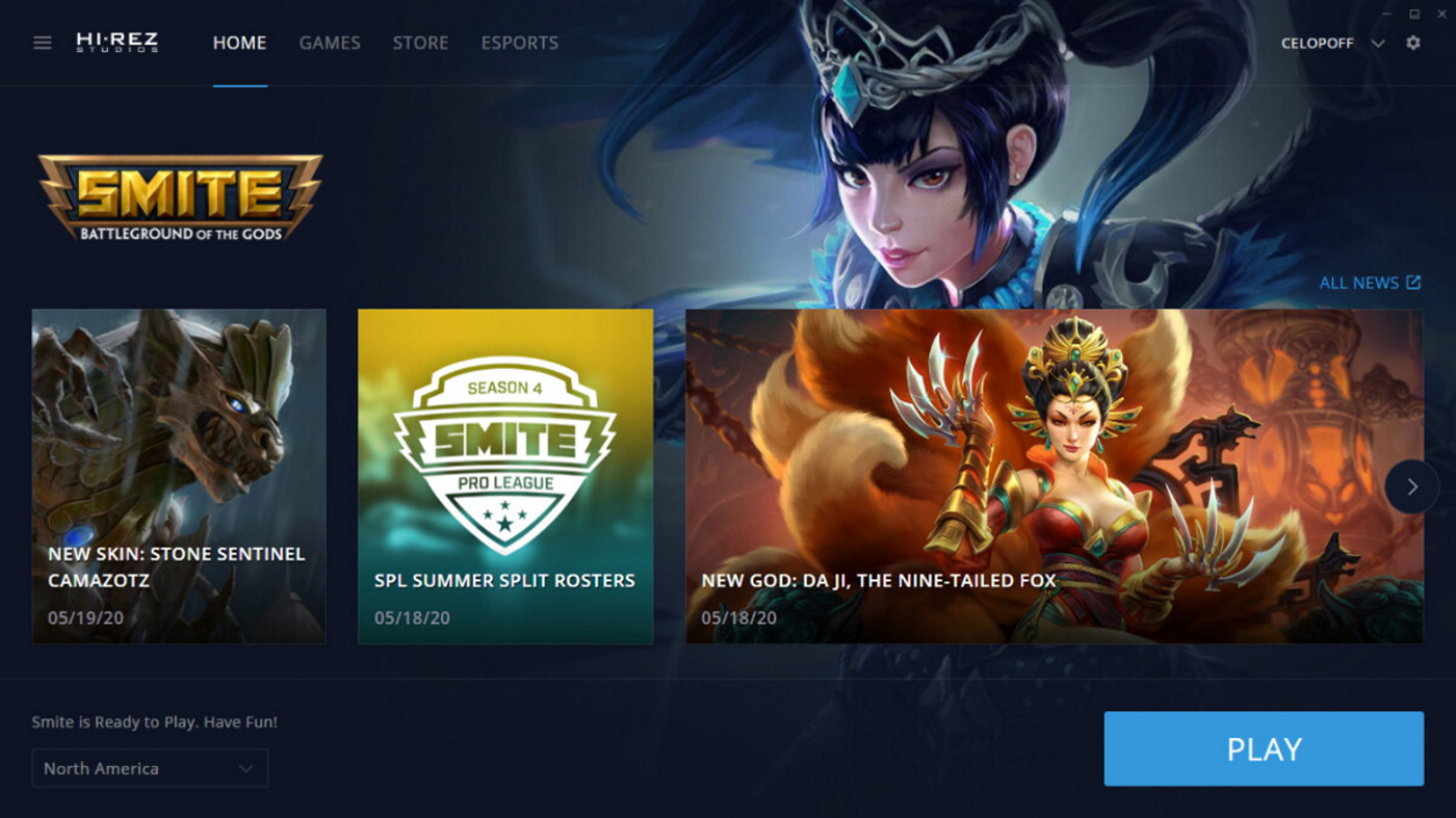 smite ui design ui game design windows game launcher Hi-Rez Studios design ux UI paladins