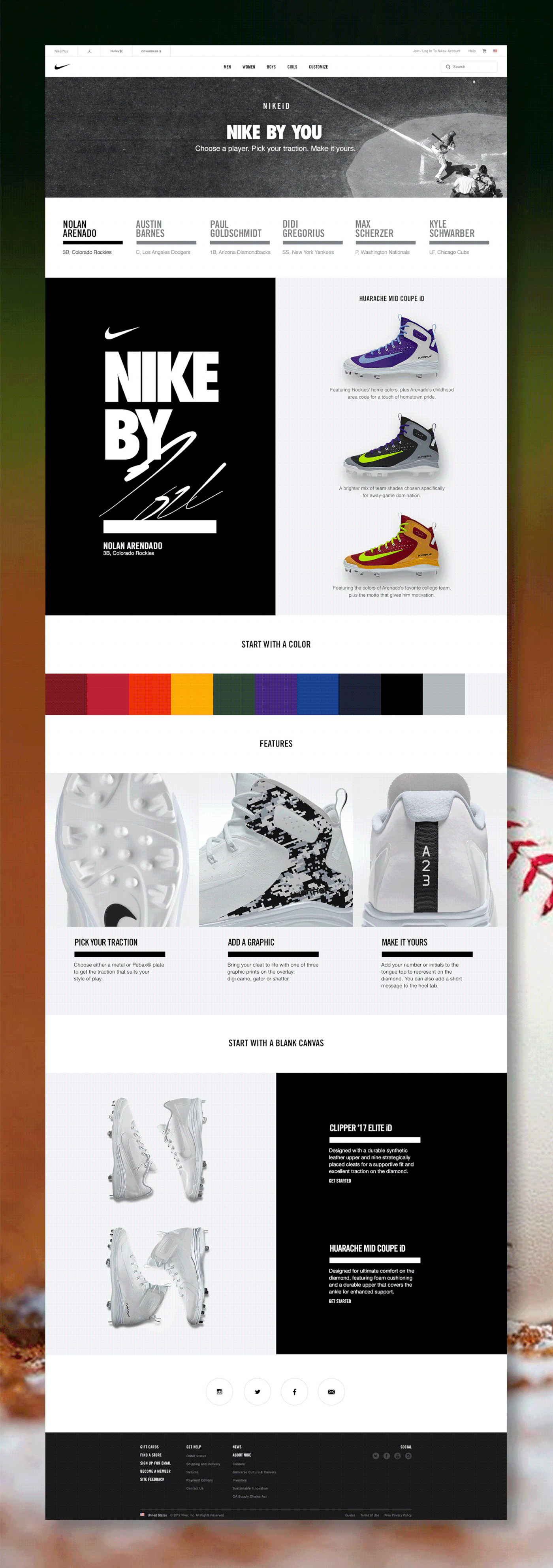 Advertising  art direction  baseball branding  digital Nike nike baseball nike by you Nike ID UI