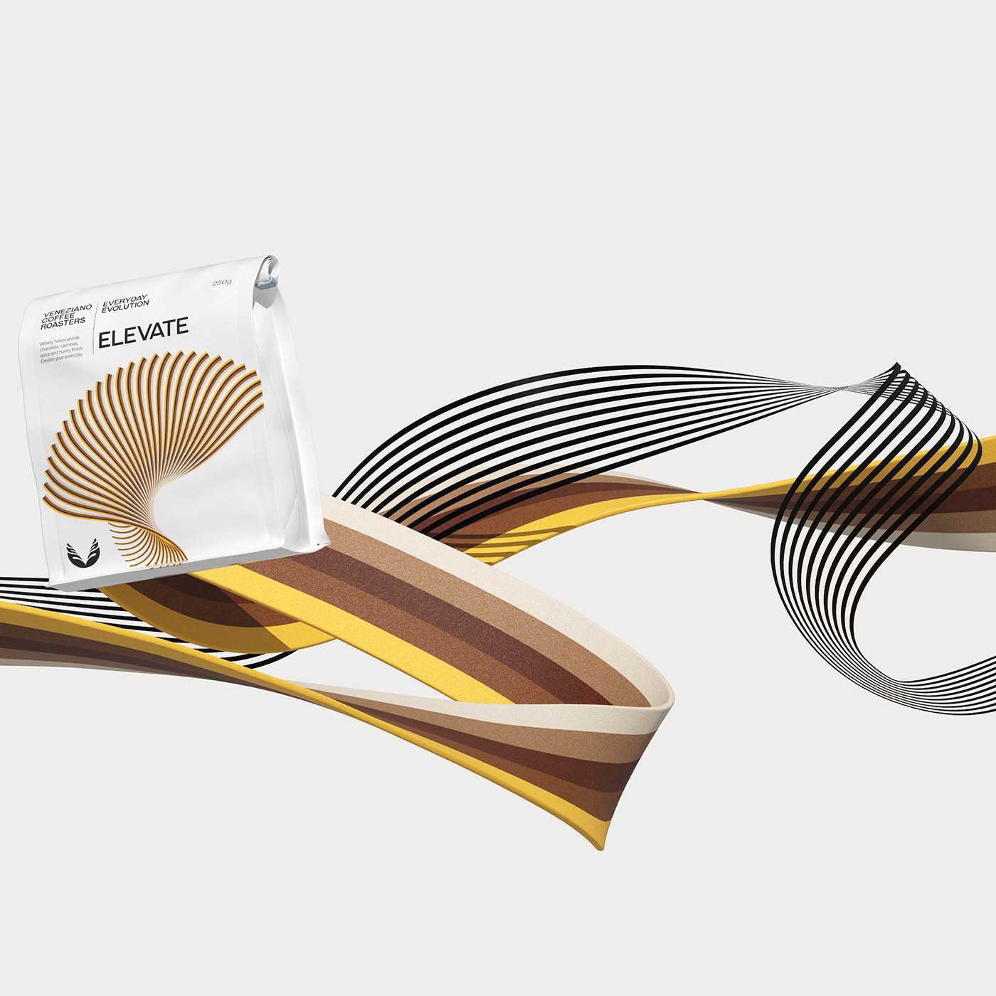 3D cafe Coffee coffee logo coffeeshop colour Packaging product design  Render ribbons