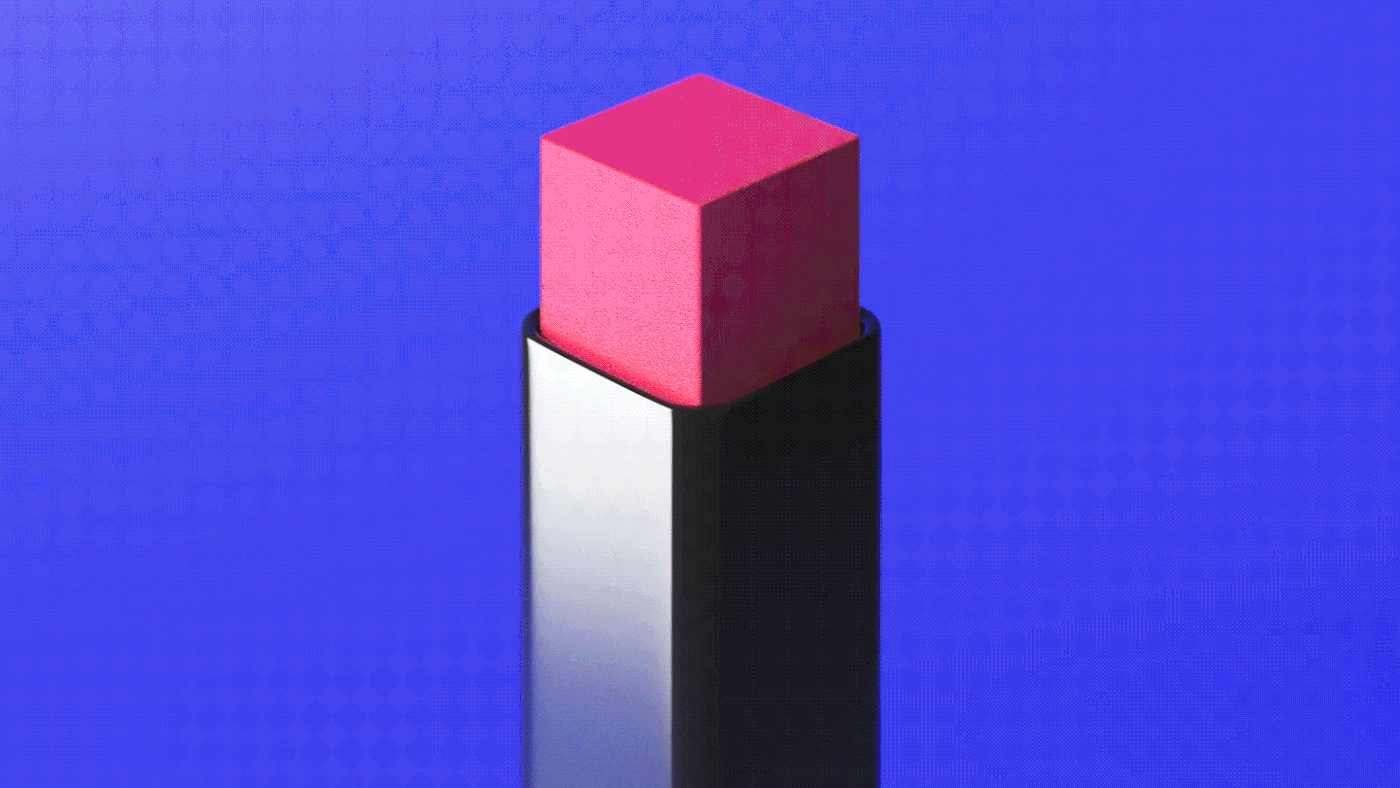 lipstick makeup blue violet 3D textures geometric campaign animation  motion