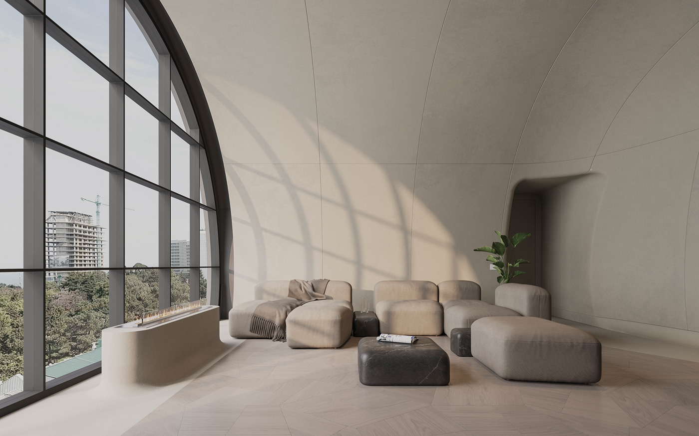 Minimalism dome Batumi parametric architecture shape penthouse luxury modern fiberconcrete