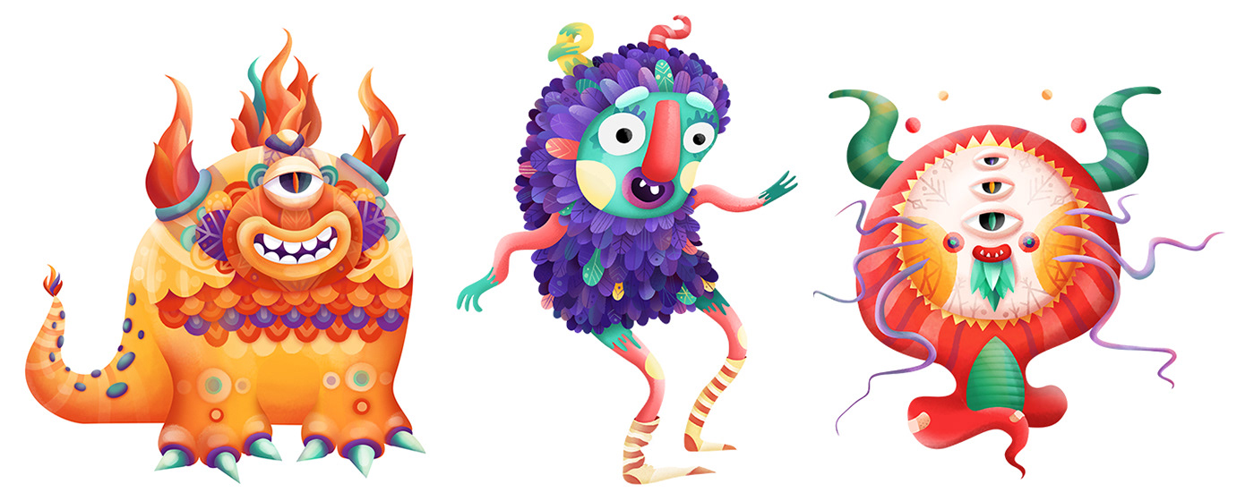 2D Character Character design  colors cute digital illustration ILLUSTRATION  monster monsters process