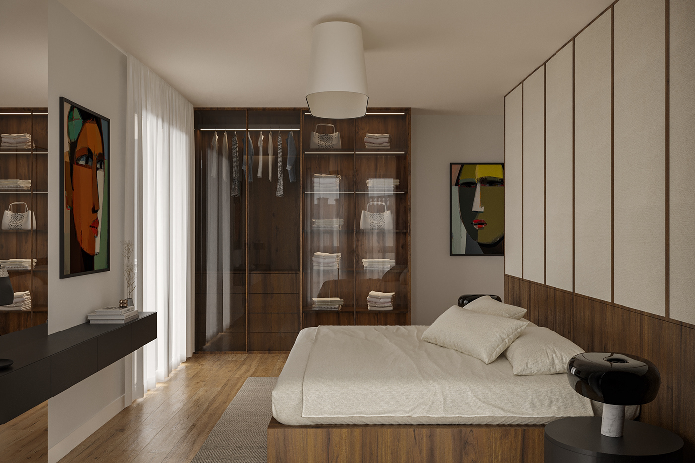 interior design  bedroom design bed Bedroom interior Render 3ds max architecture visualization contemporary