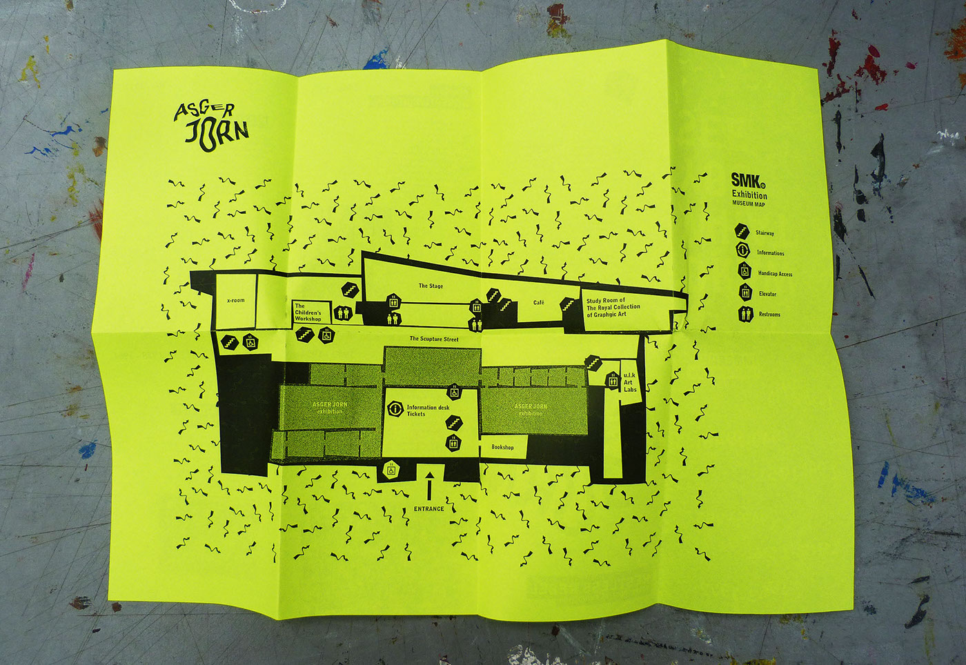 Asger Jorn Exhibition  fluo Serigraphy poster leaflet