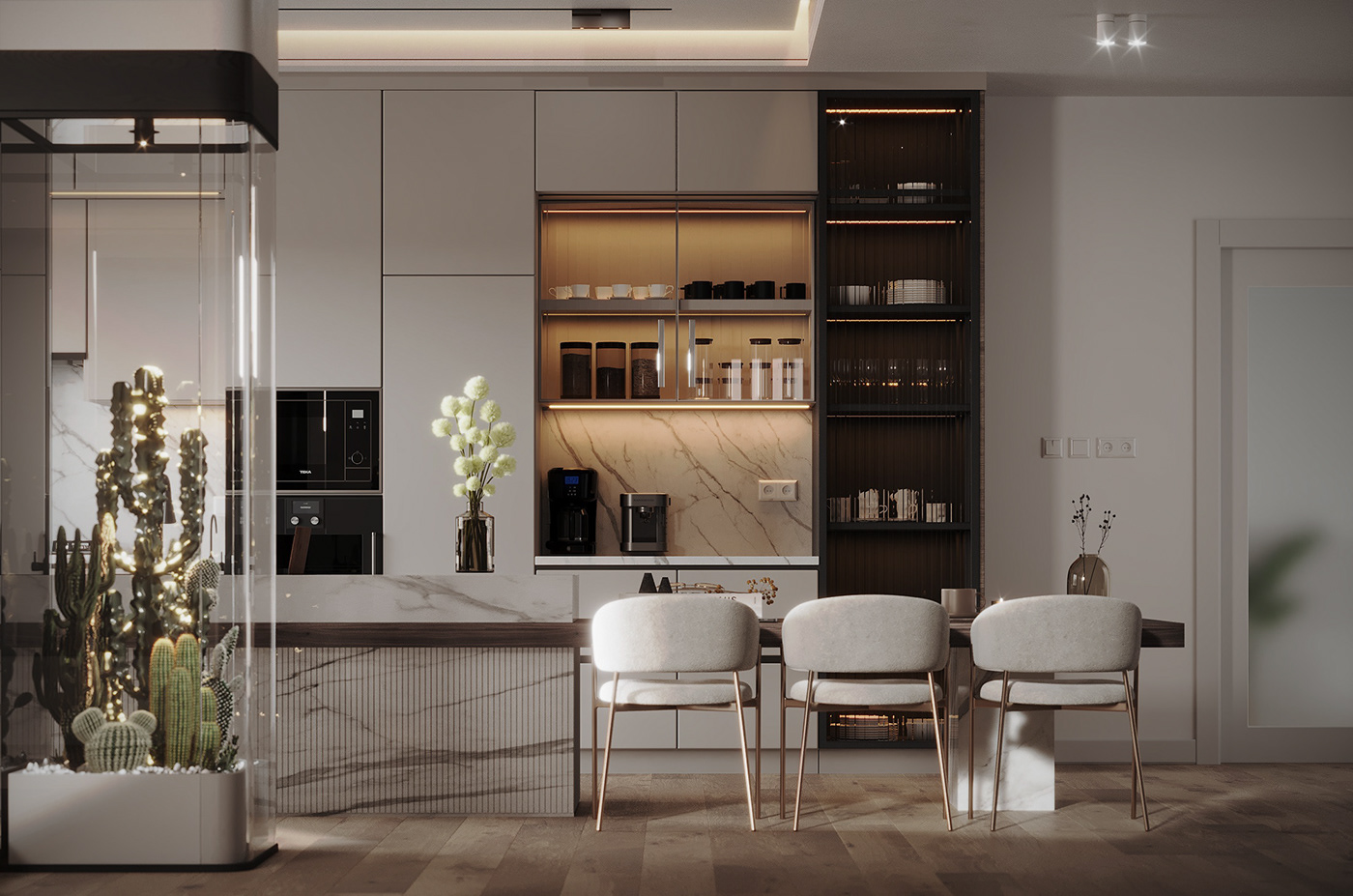 interior design  kitchen design kitchen Villa architecture visualization Render 3ds max modern 3D