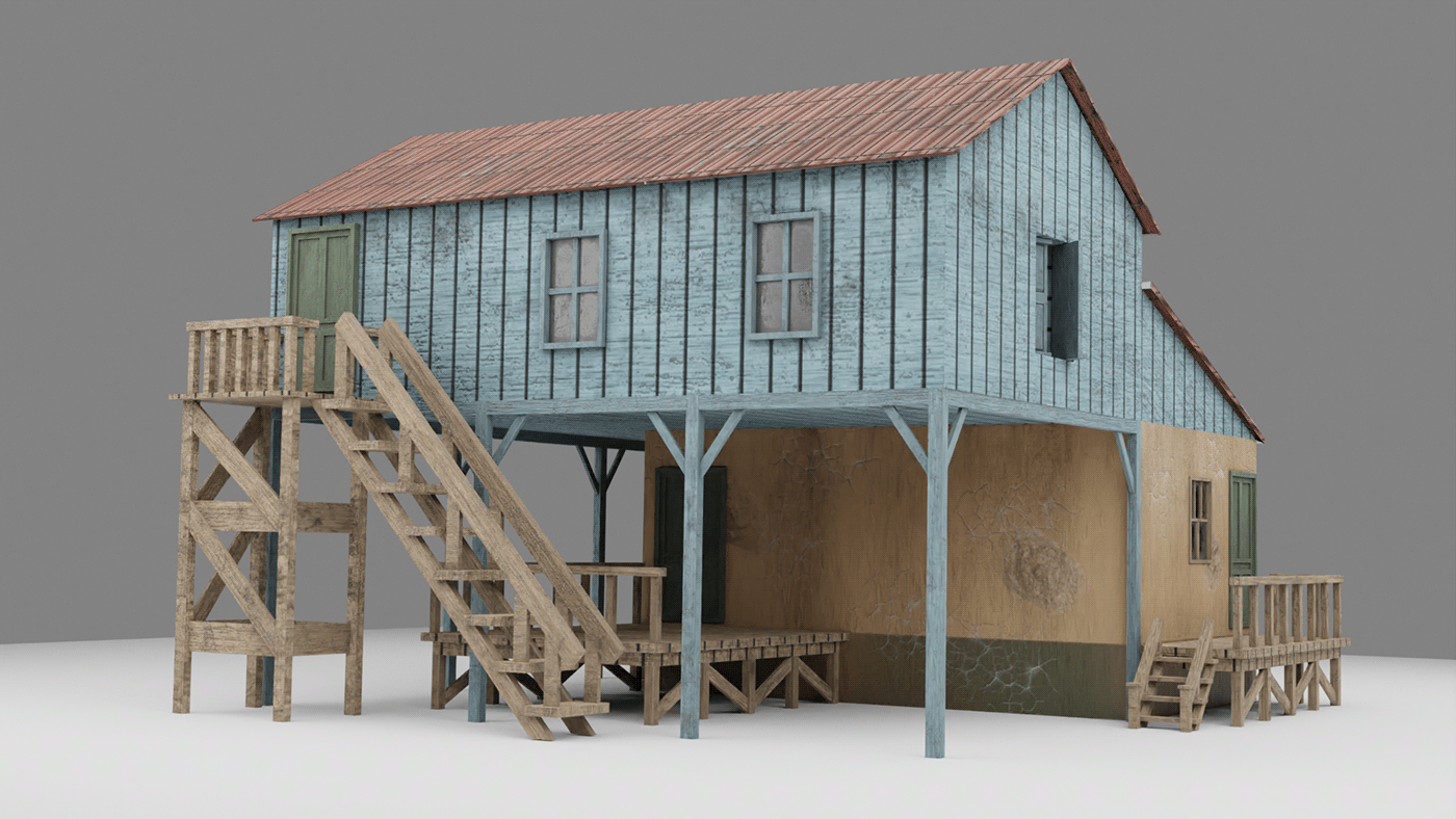 house farm house Game Art 3D model mobile game 3d art artwork artist building warehouse