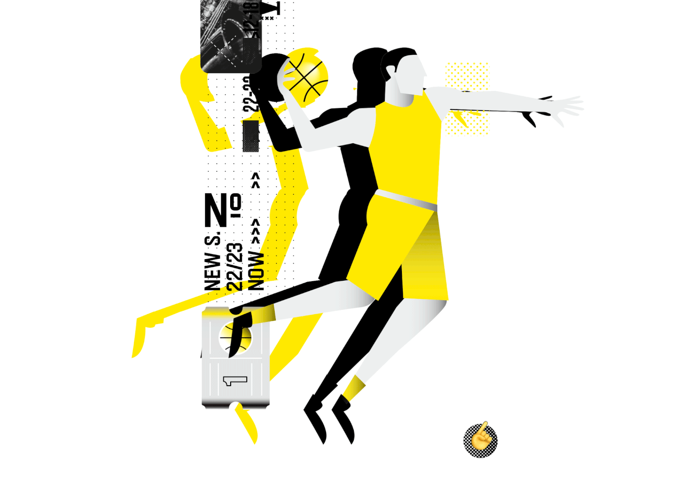 art basketball conceptual Digital Art  Fun illustrations motion graphics  NBA typography   yellow