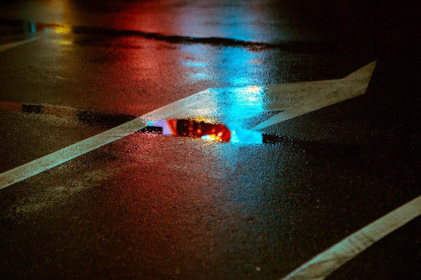 mirror reflection city puddle Liquid neon portal water acid Magic  