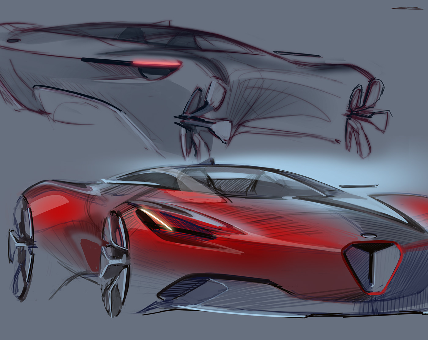 sketch Drawing  digital illustration concept art car design automotive   doodle art advanced design